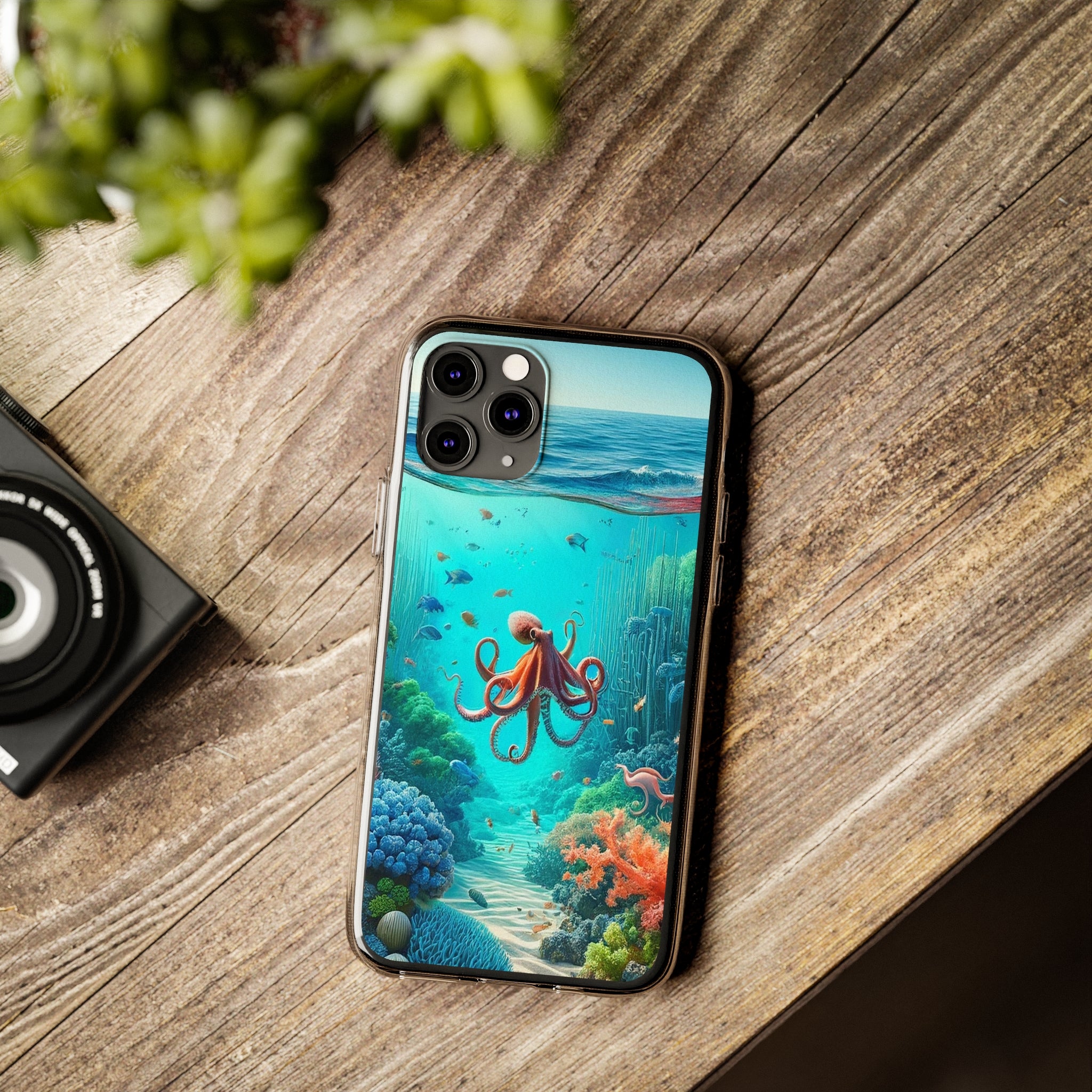 Octopus in turquoise water - Soft Phone Case