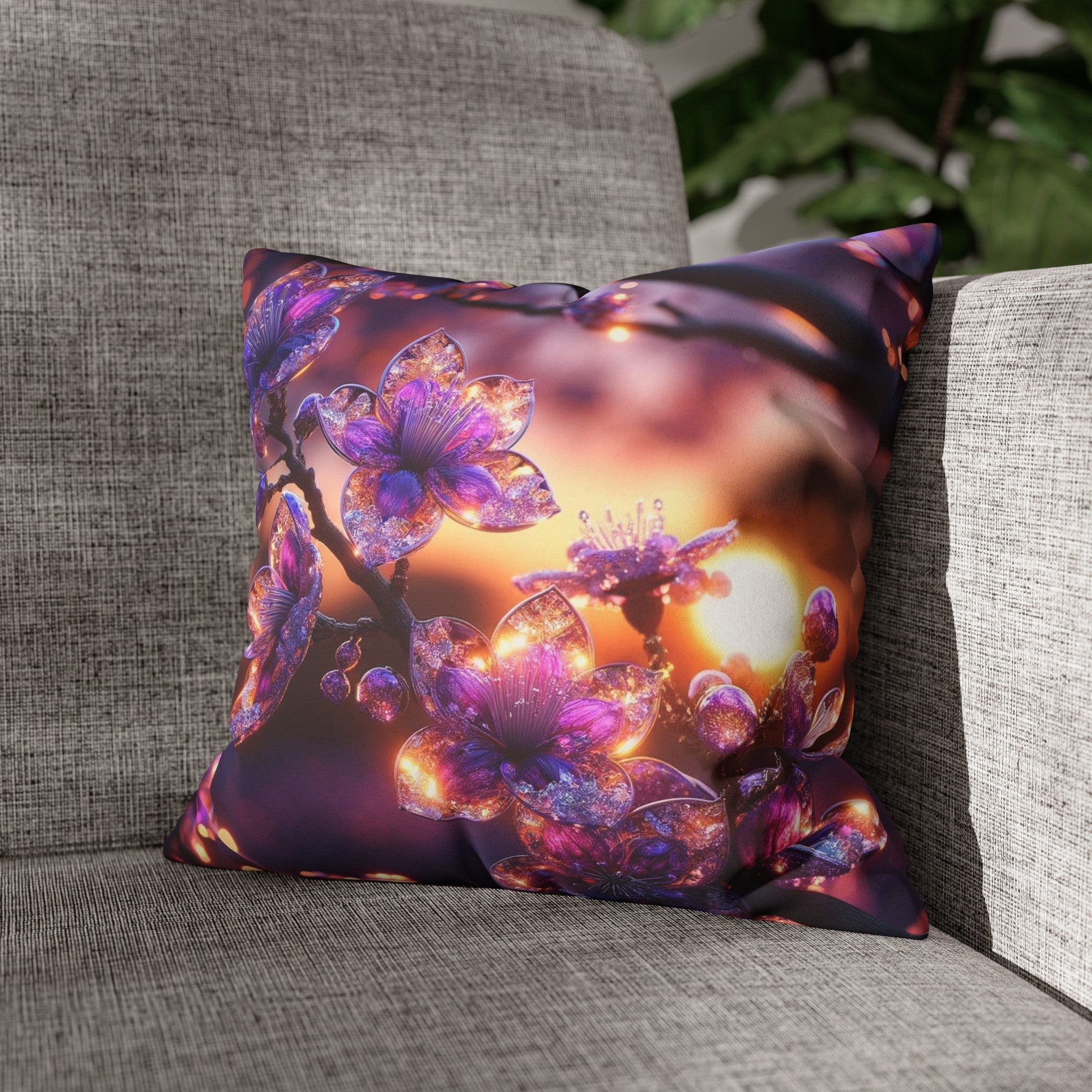 Purple diamond flowers (4) - Suede Square Pillowcase