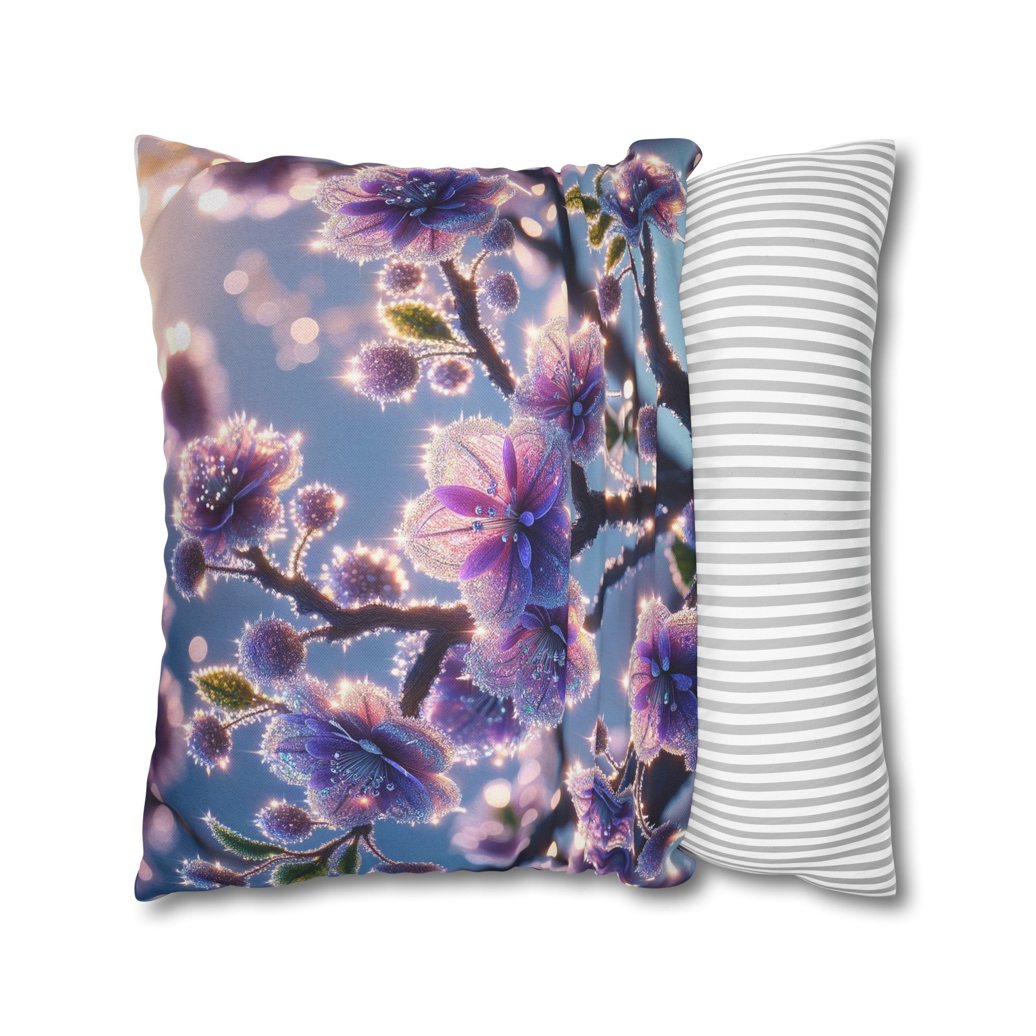 Purple diamond flowers (1) -  Polyester Square Pillowcase