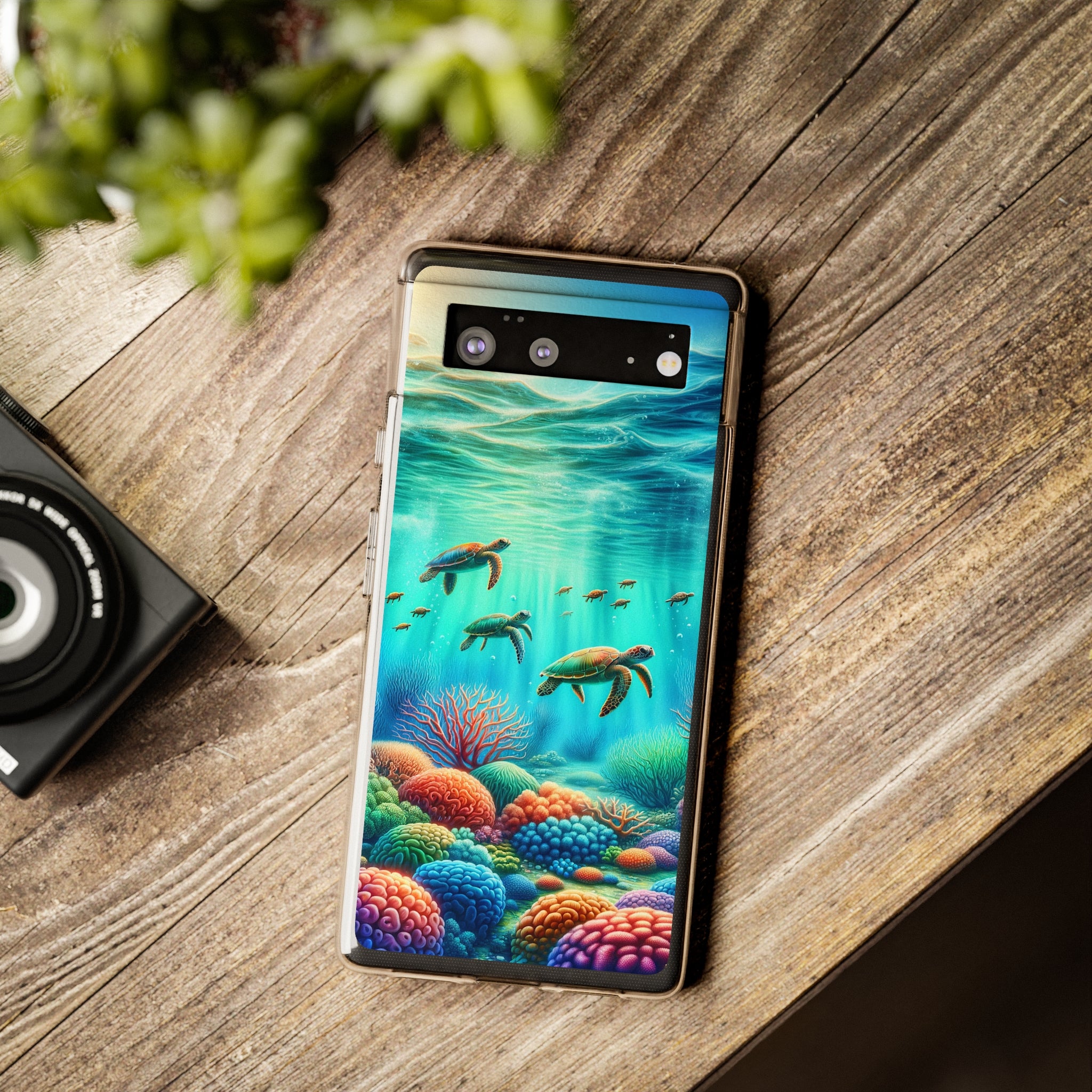 Turtles and coral reef - Soft Phone Case