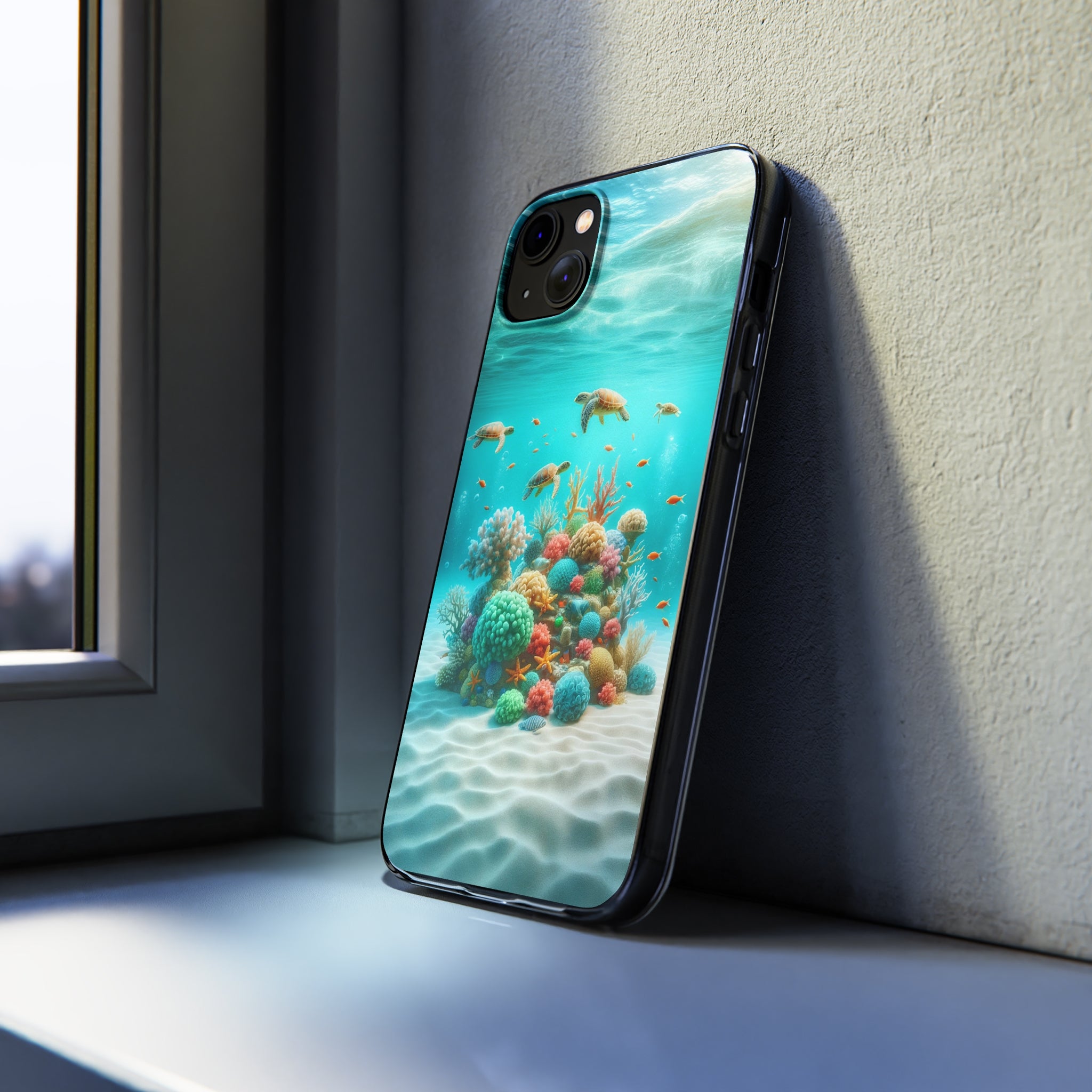 Turtles on coral reef - Soft Phone Case