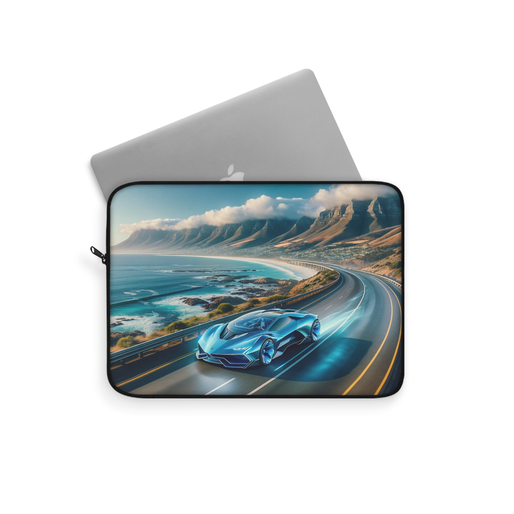 Blue car driving in Cape town - Laptop Sleeve