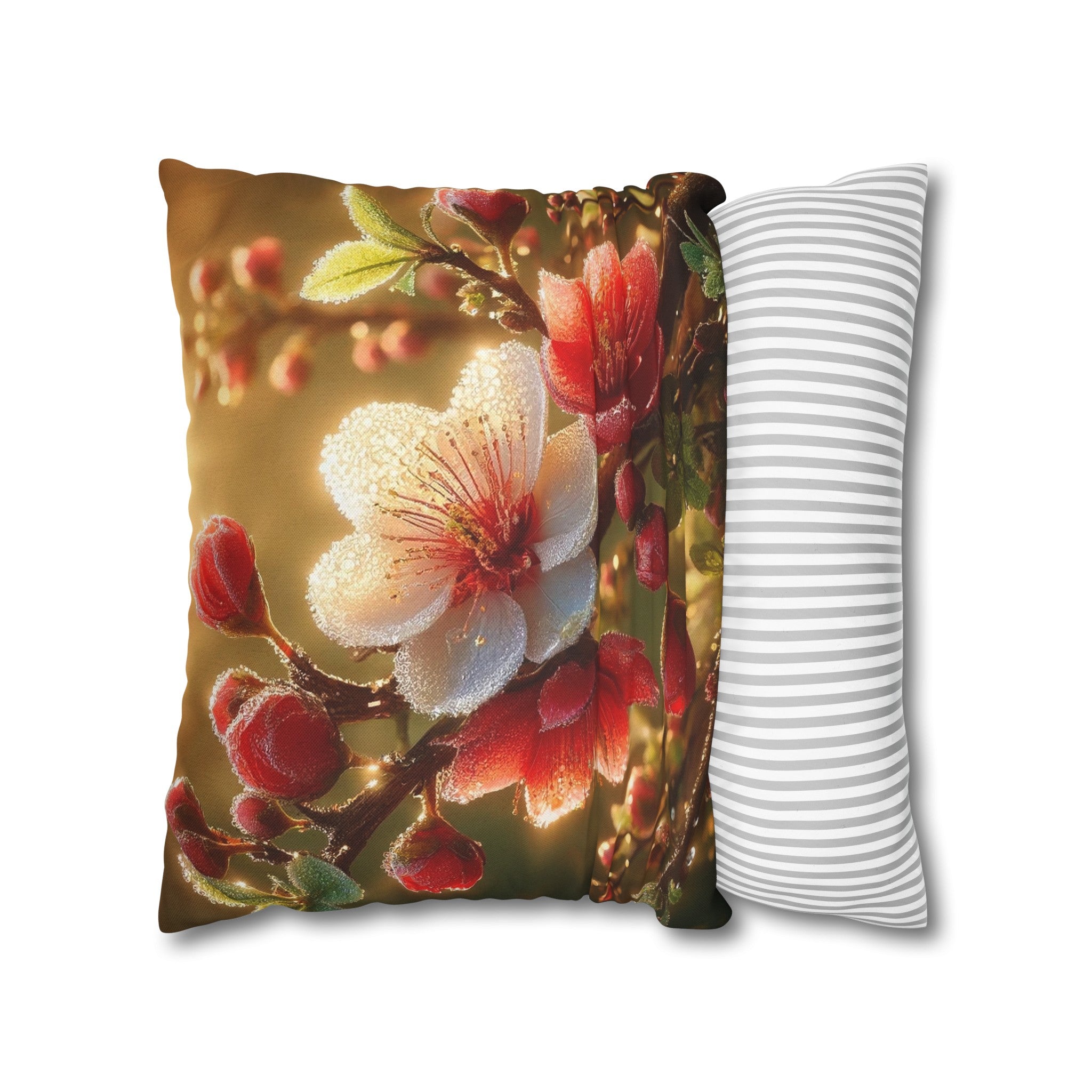 Red diamond flowers (4) - Polyester Square Pillowcase