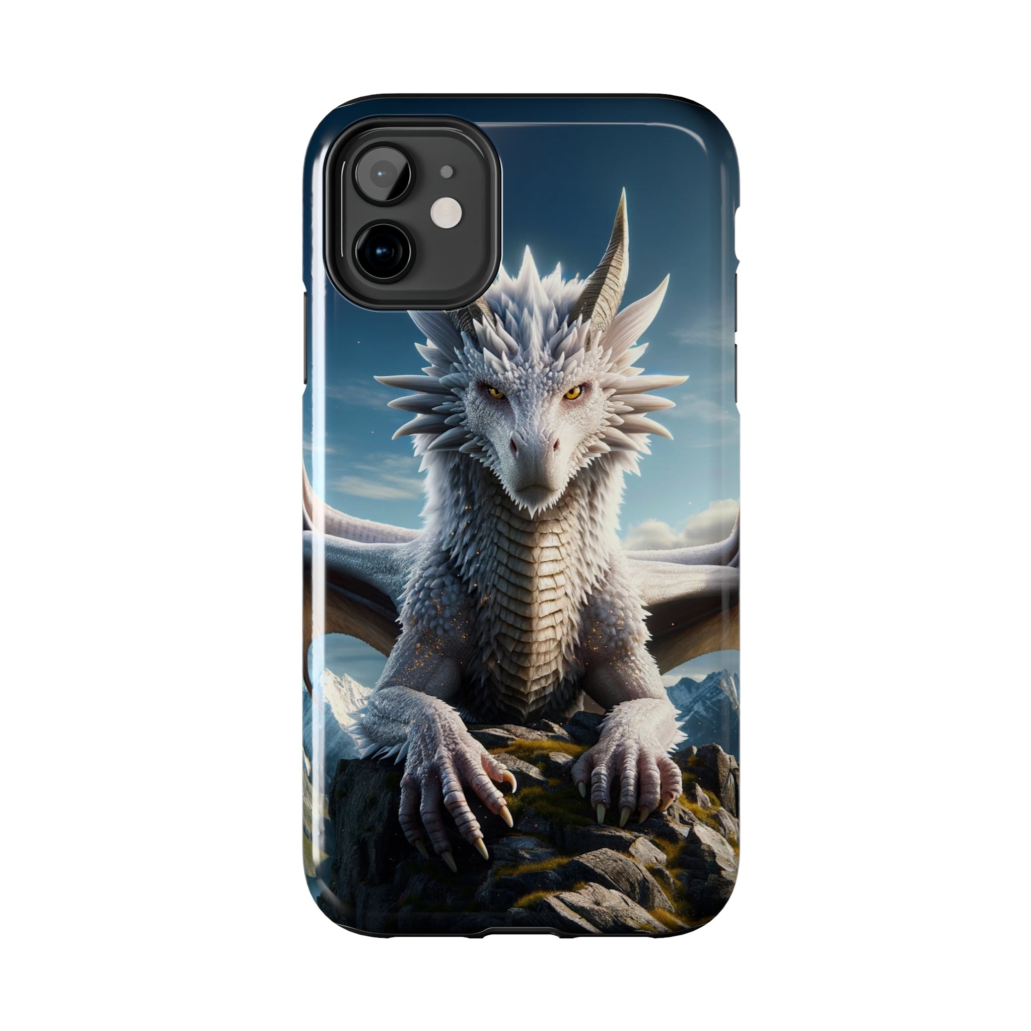 White dragon on a rock - Tough Phone Case