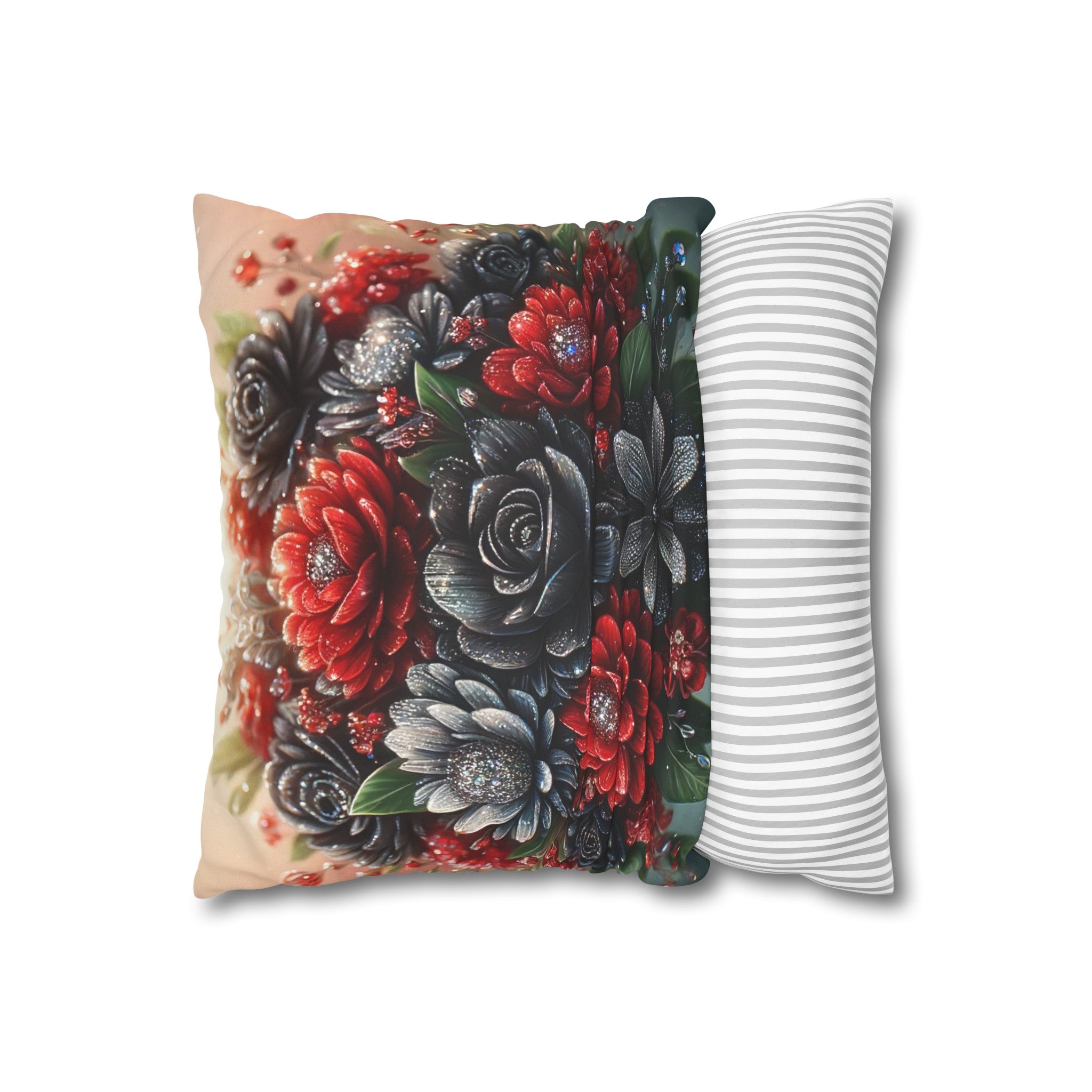 Black and Red Bouquet (1) - Suede Square Pillowcase