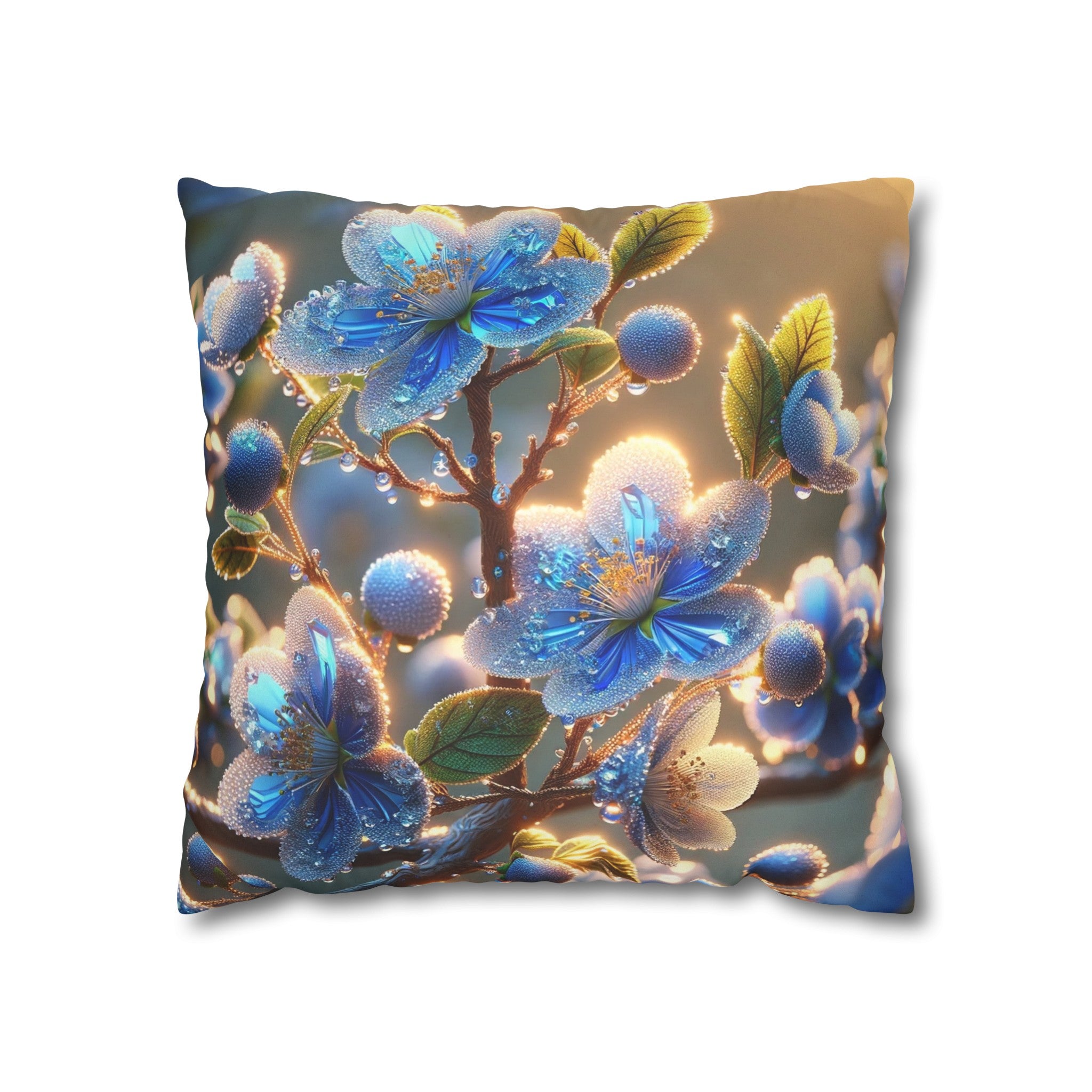 Blue,diamond flowers (2) - Suede Square Pillowcase