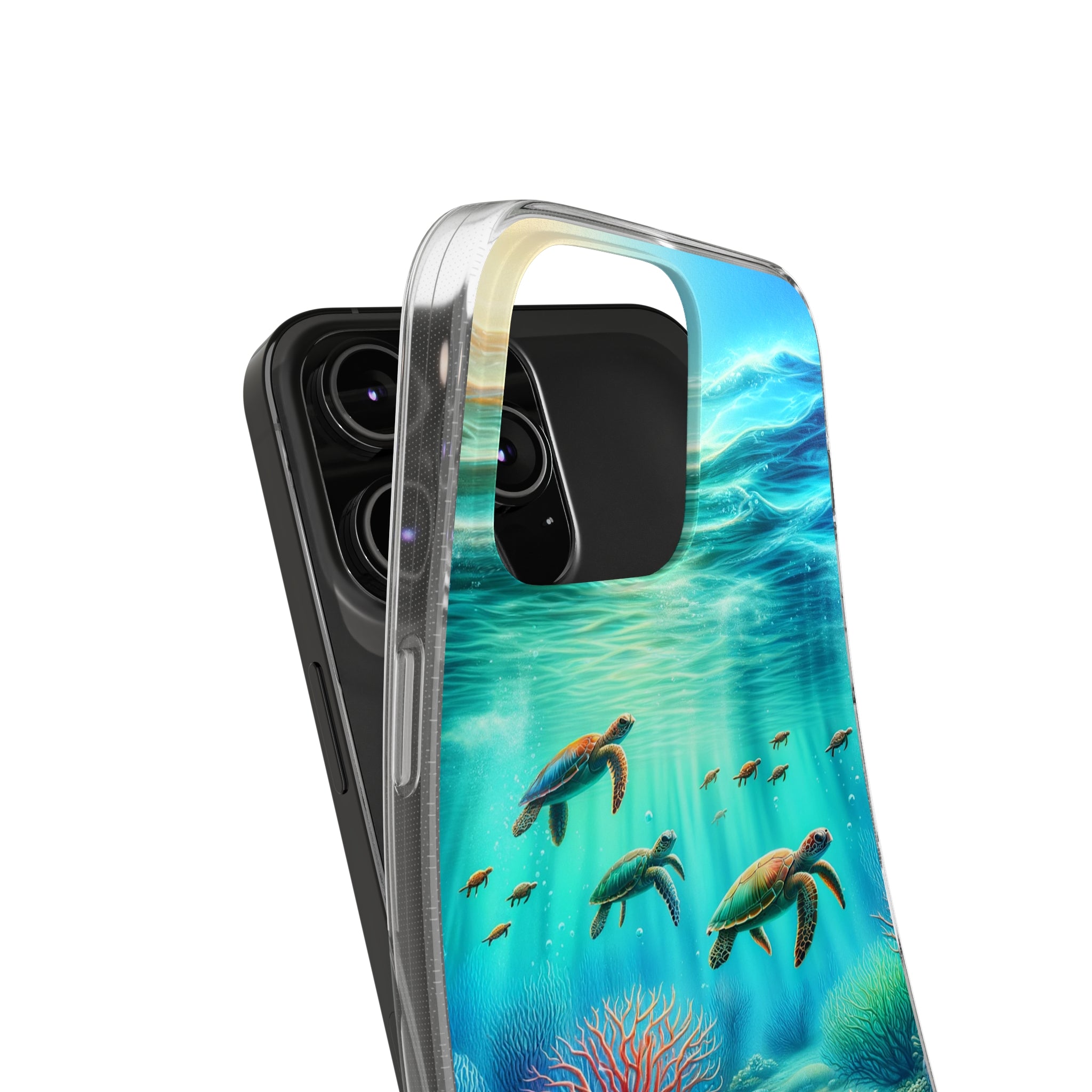 Turtles and coral reef - Soft Phone Case