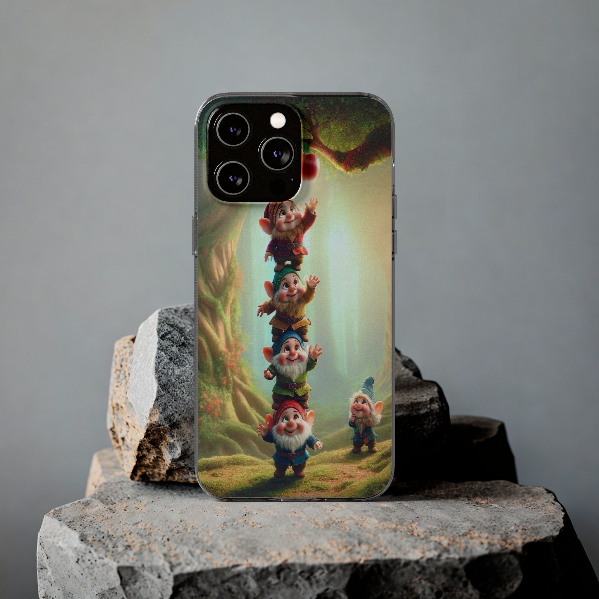 Gnomes reaching an apple - Soft Phone Case