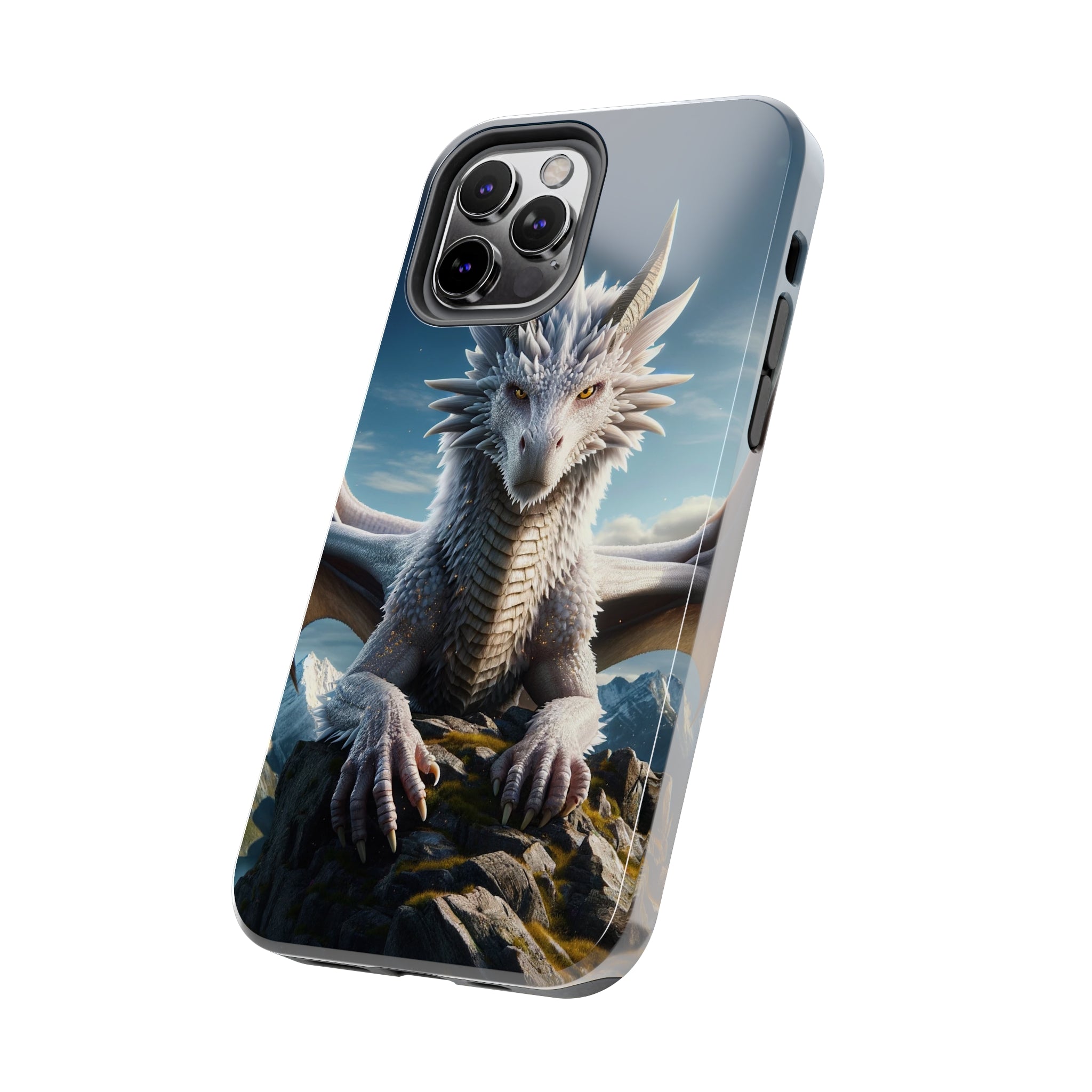 White dragon on a rock - Tough Phone Case