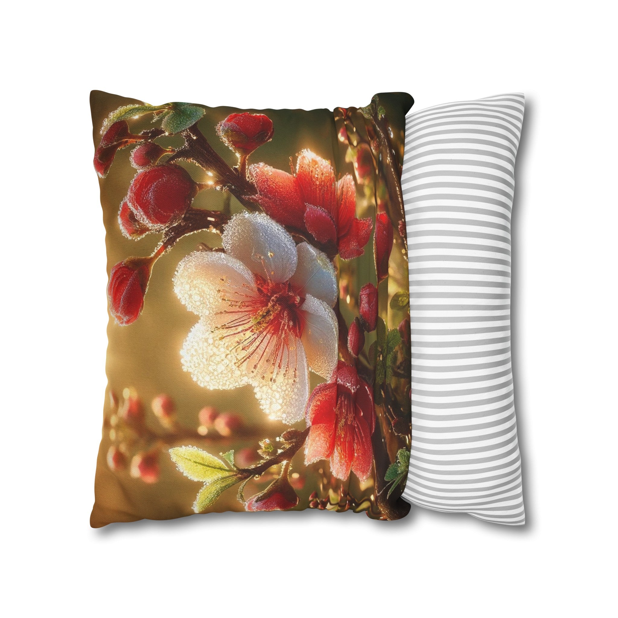 Red diamond flowers (4) - Polyester Square Pillowcase