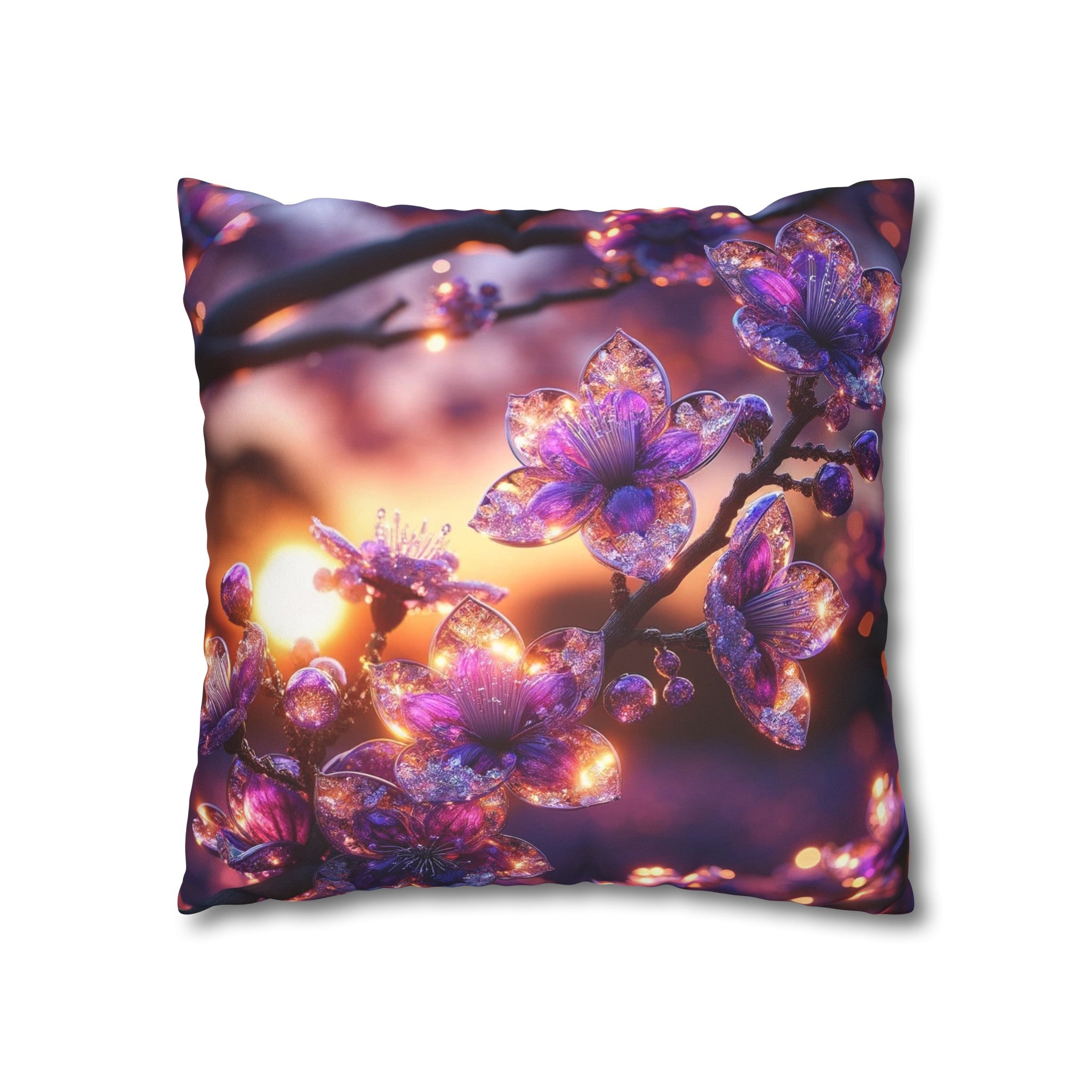 Purple diamond flowers (4) - Suede Square Pillowcase