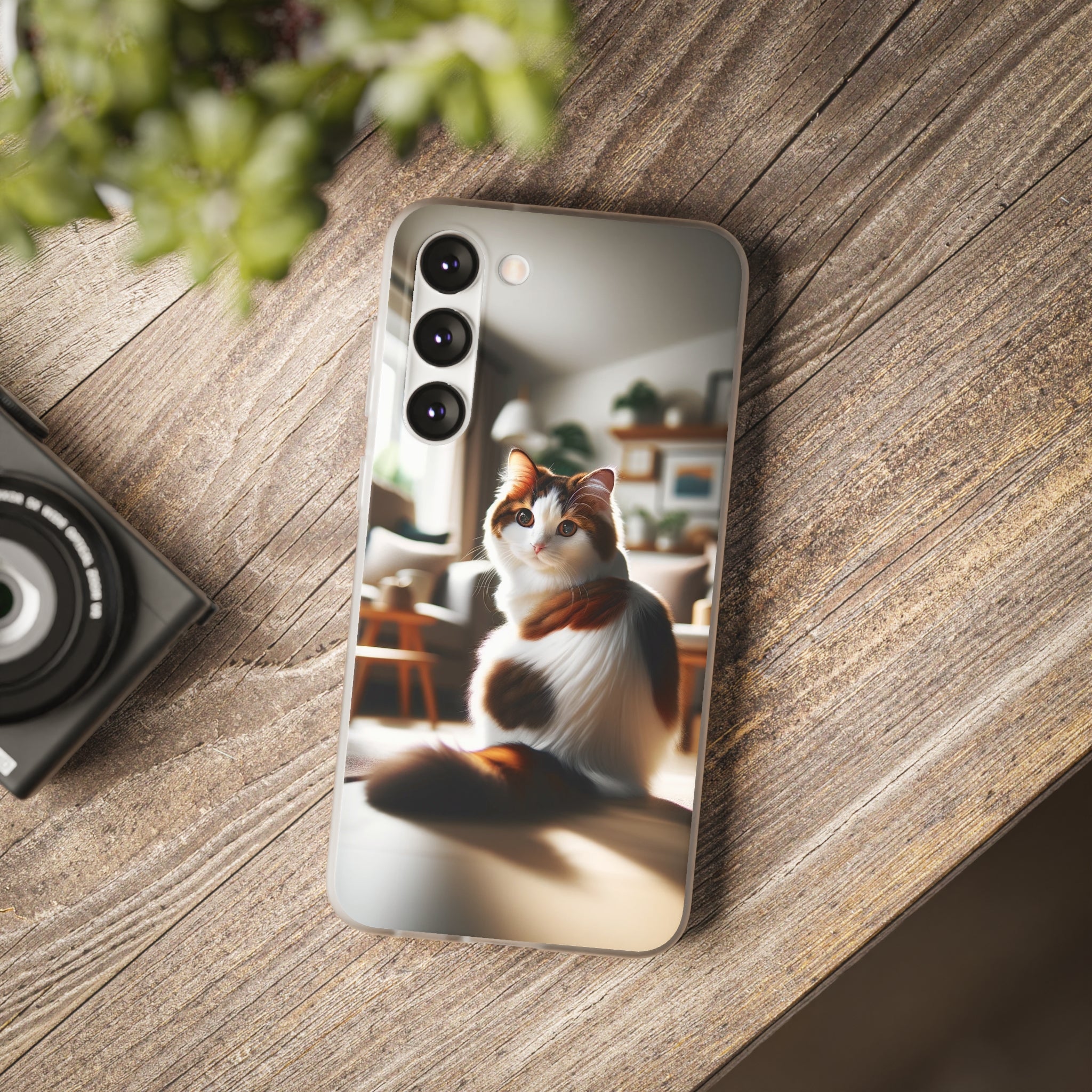 Curious, white-brown cat - Flexi Case (Samsung only)