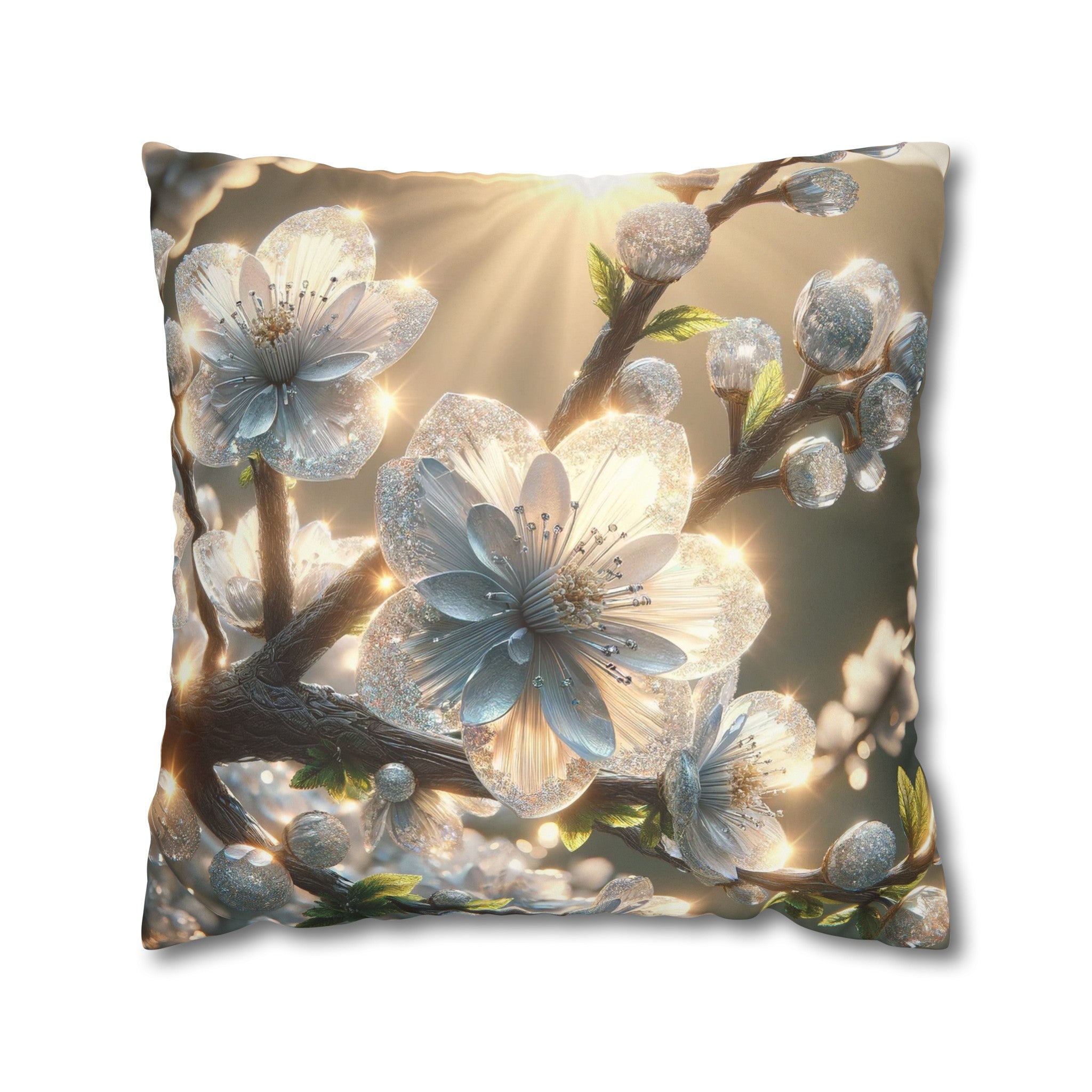 White, diamond flowers (2) - Suede Square Pillowcase