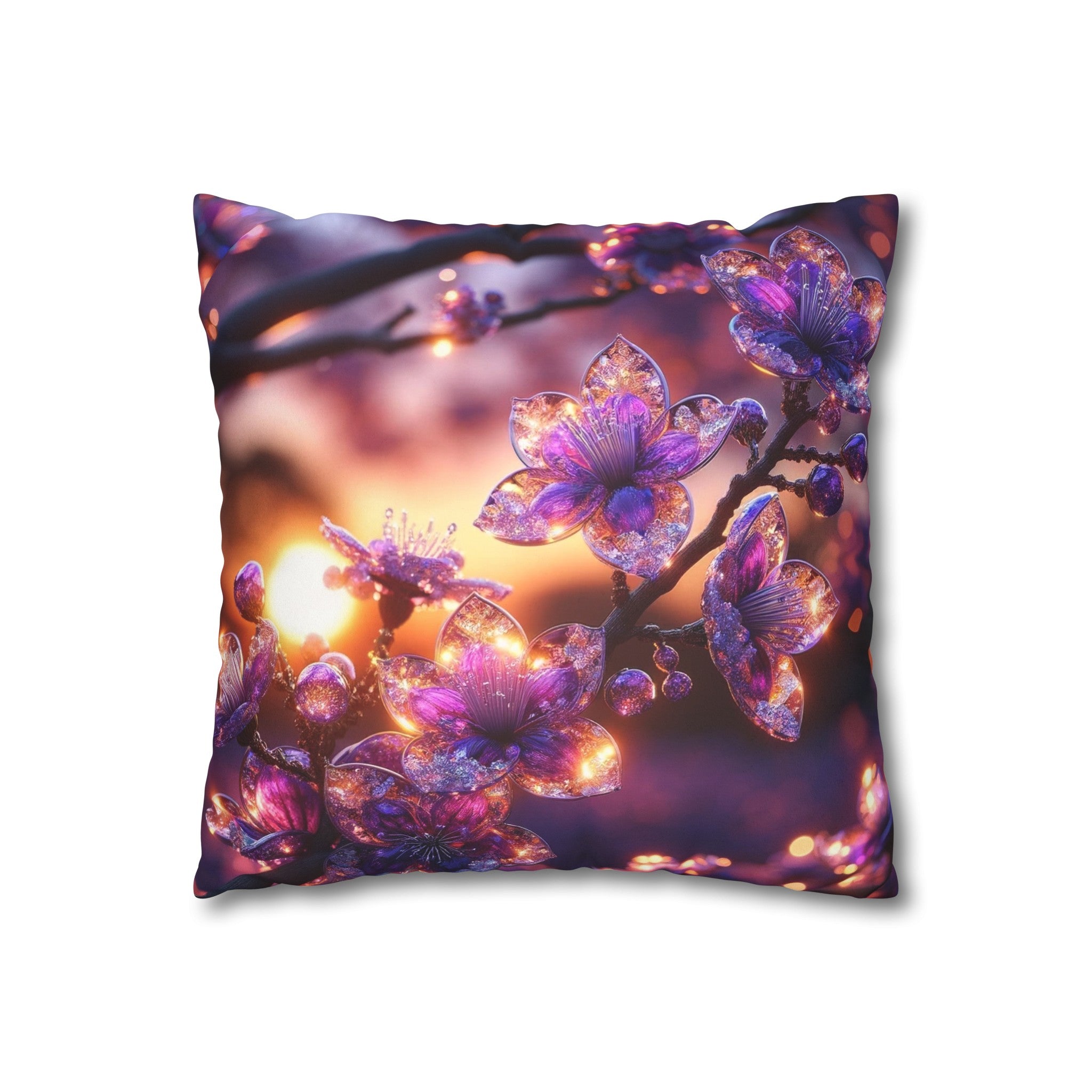 Purple diamond flowers (4) - Suede Square Pillowcase