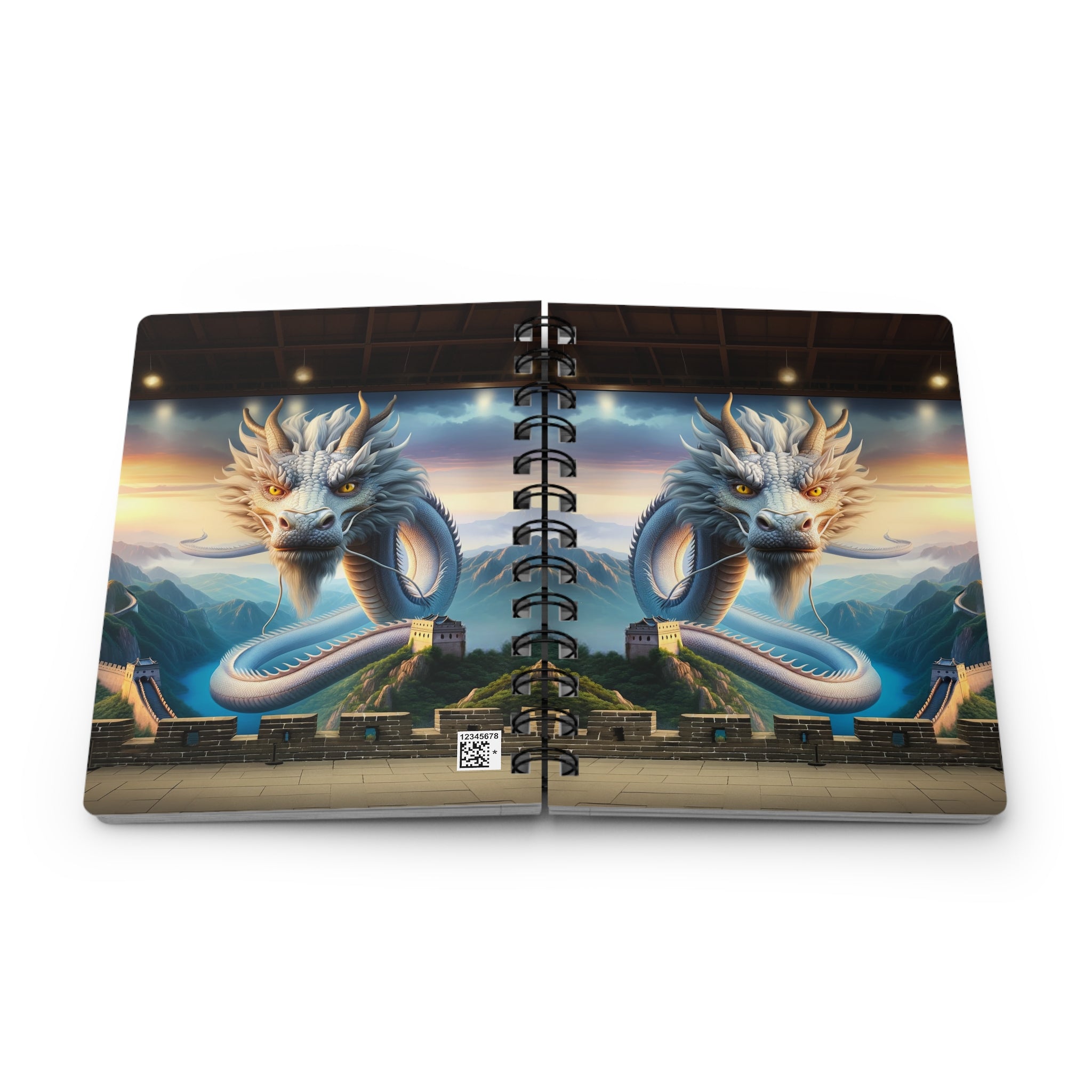 A curious, white, flying dragon - Spiral Notebook