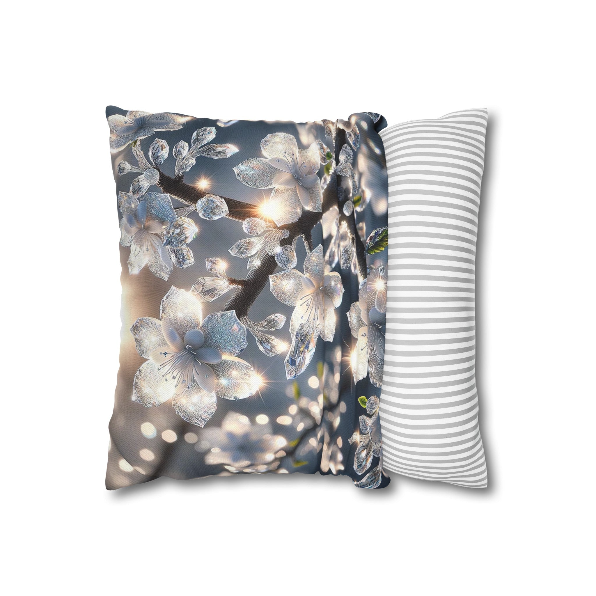 White diamond flowers (5) - Polyester Square Pillowcase