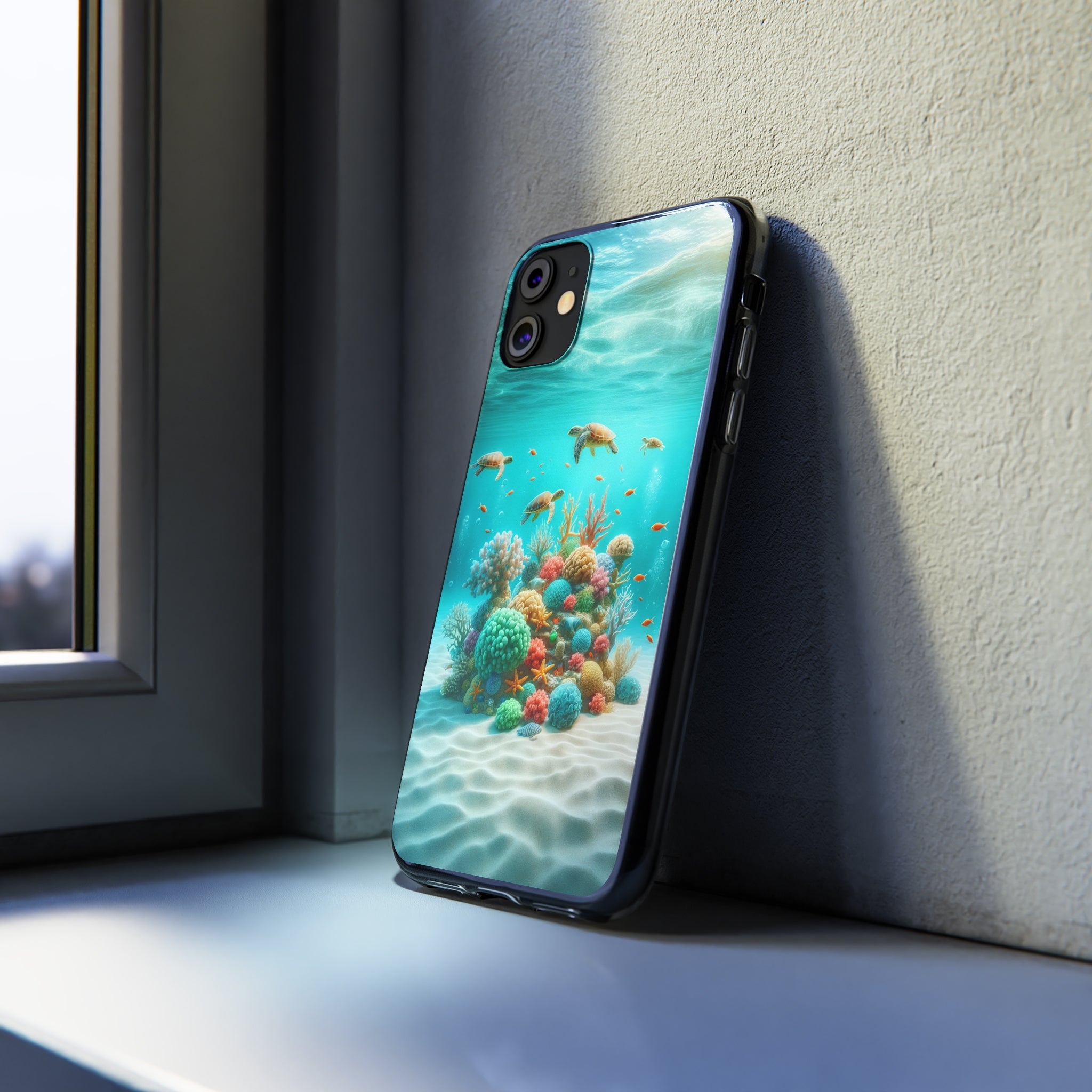 Turtles on coral reef - Soft Phone Case