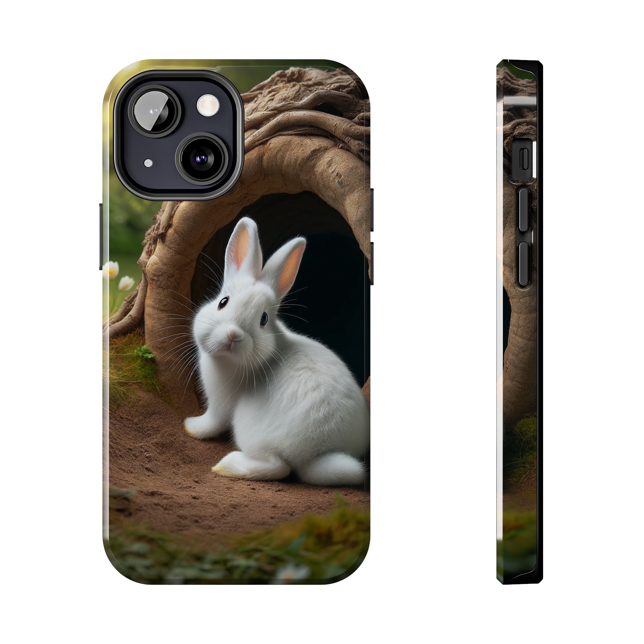 White curious rabbit - Tough Phone Case