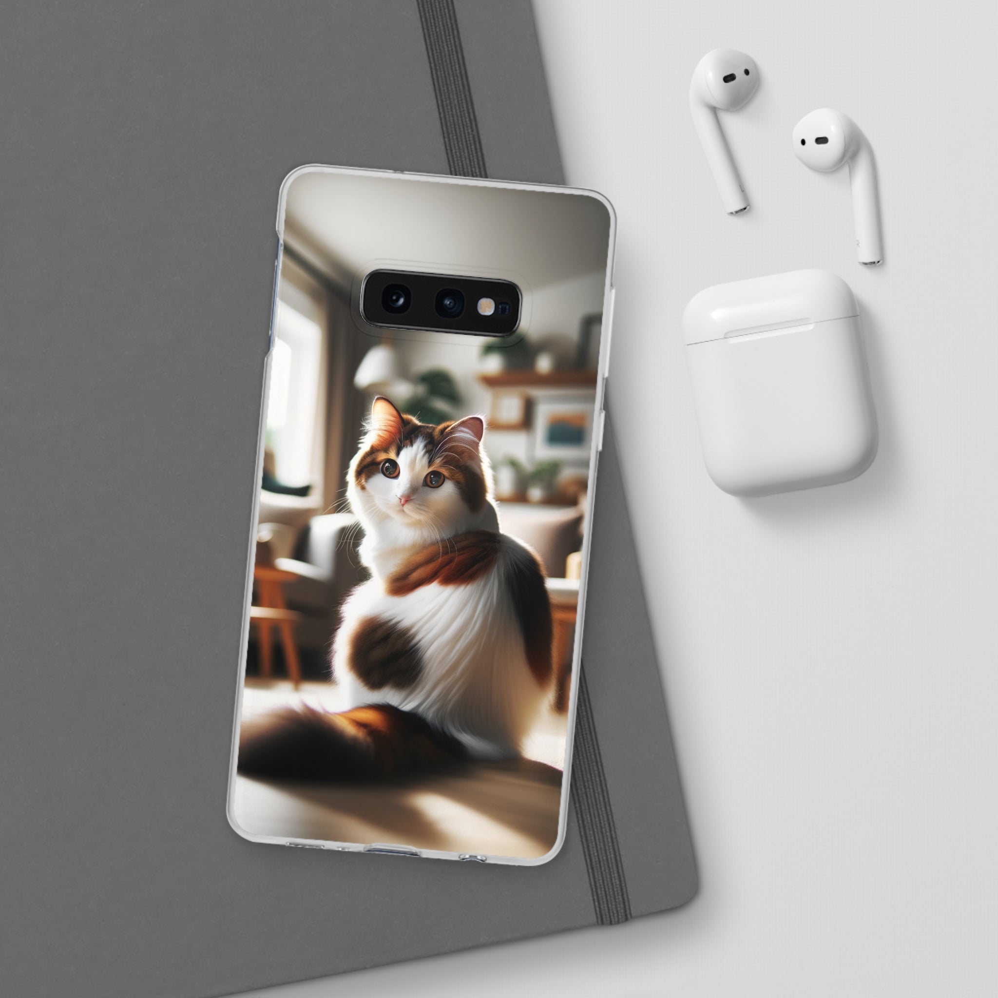 Curious, white-brown cat - Flexi Case (Samsung only)