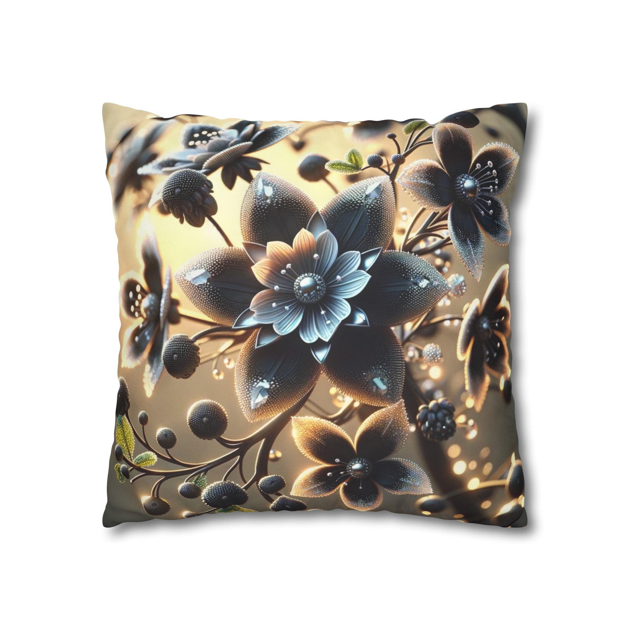 Black diamond flowers (4) - Suede Square Pillowcase