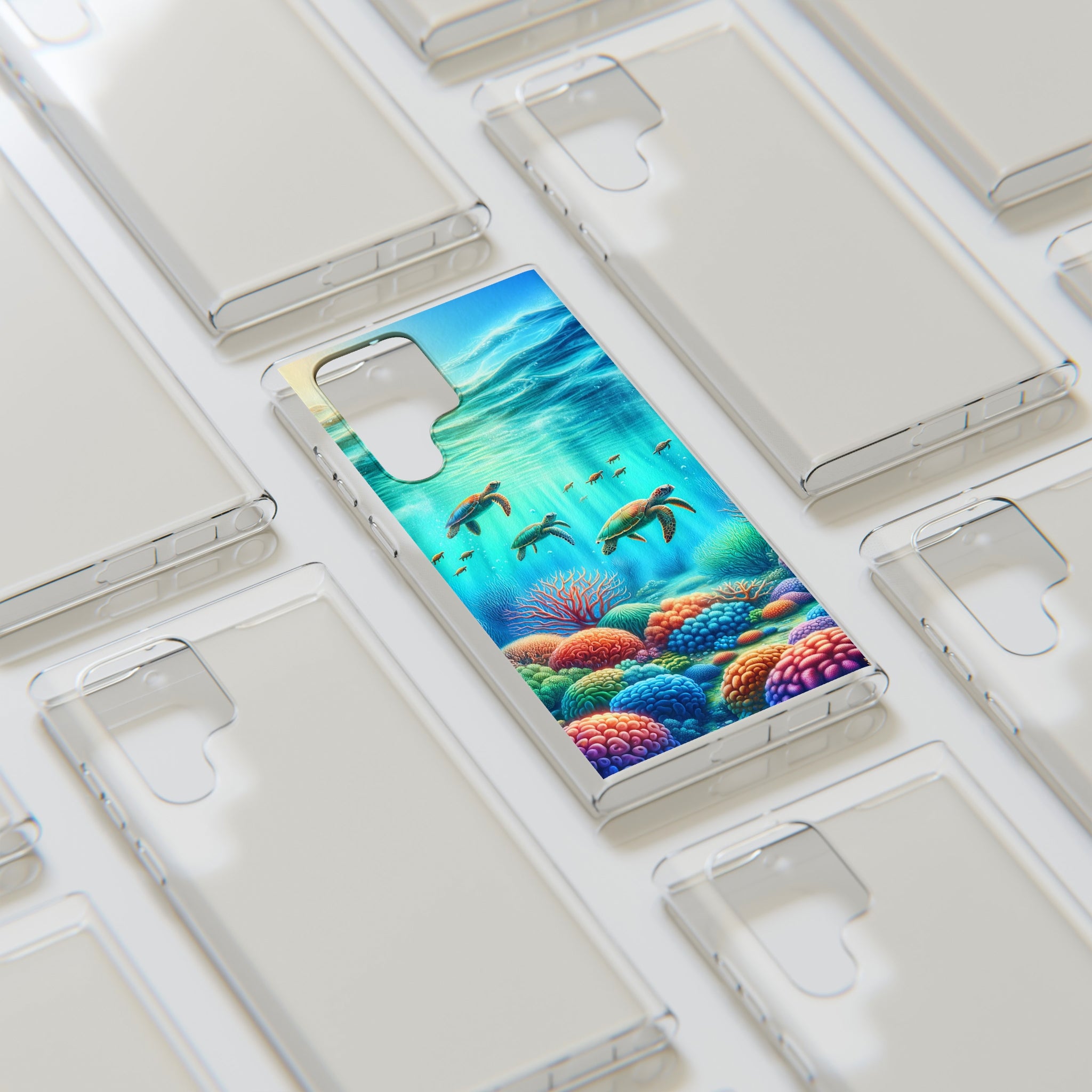 Turtles and coral reef - Soft Phone Case