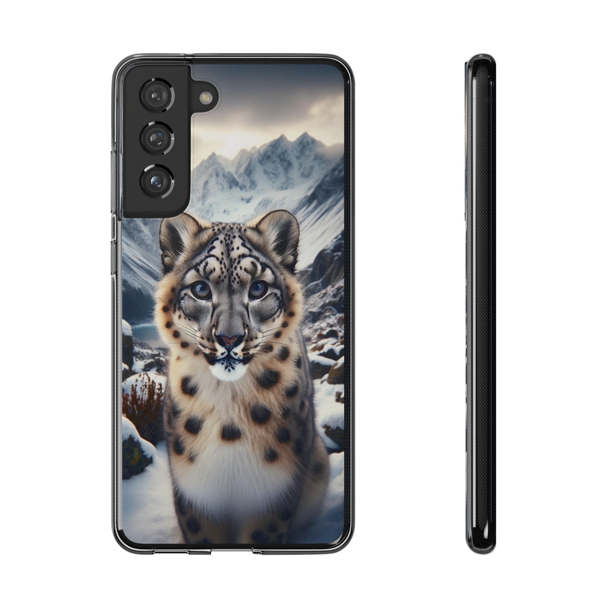 Curious Snow Leopard - Soft Phone Case