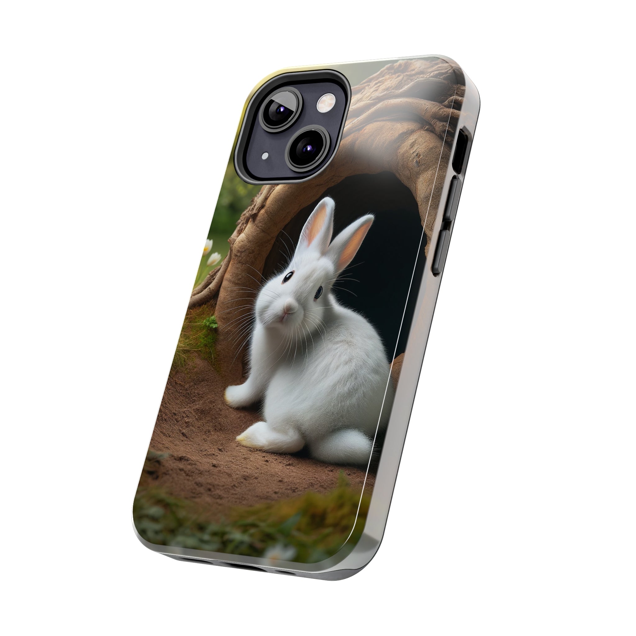 White curious rabbit - Tough Phone Case