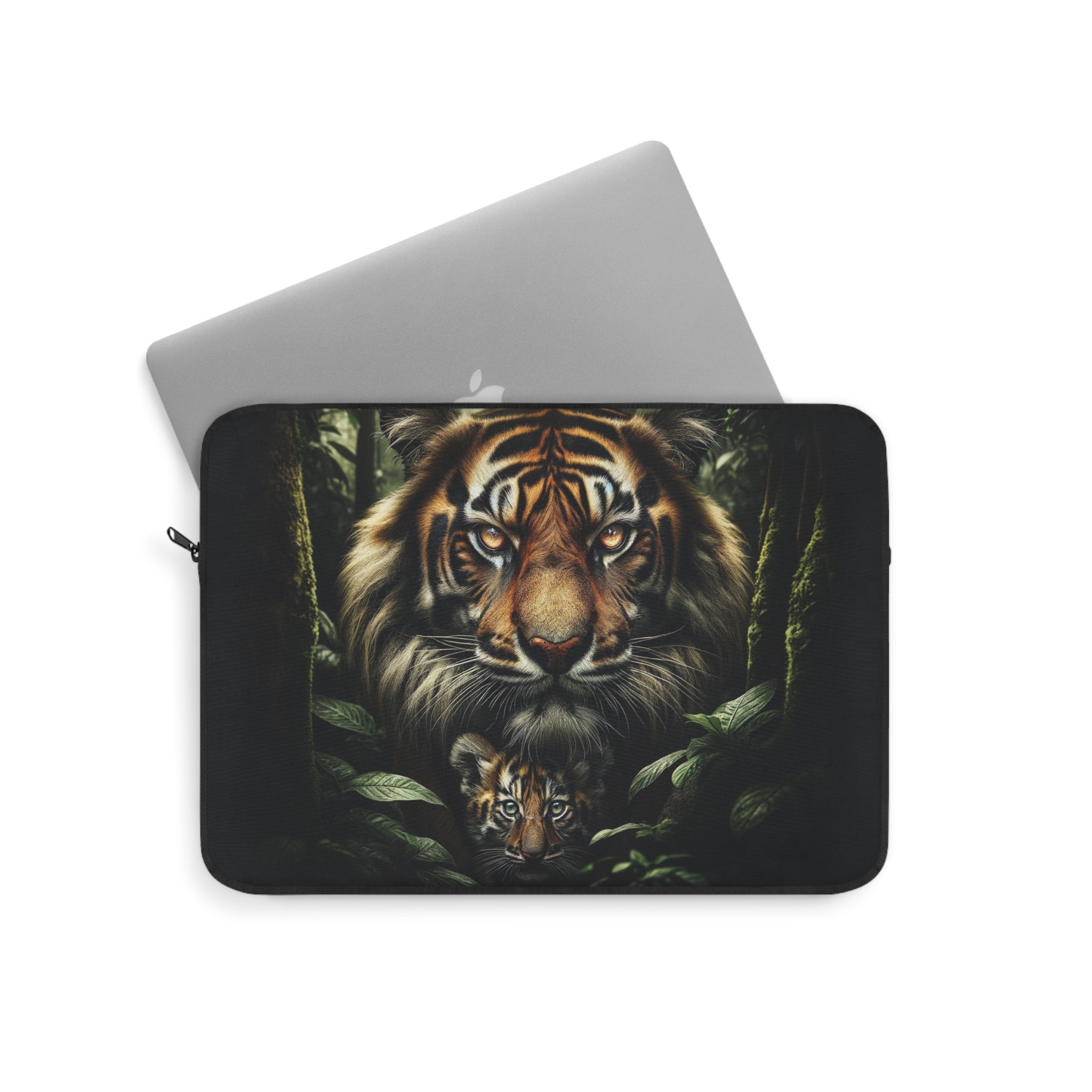 Tiger protecting her kitten - Laptop Sleeve