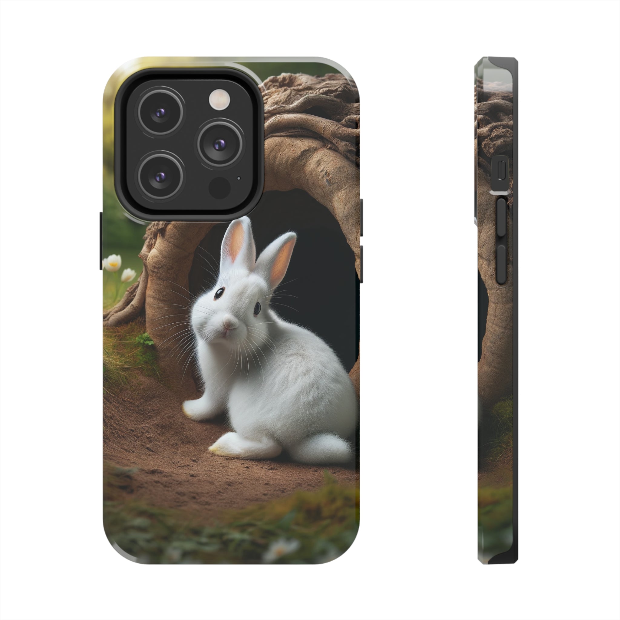 White curious rabbit - Tough Phone Case