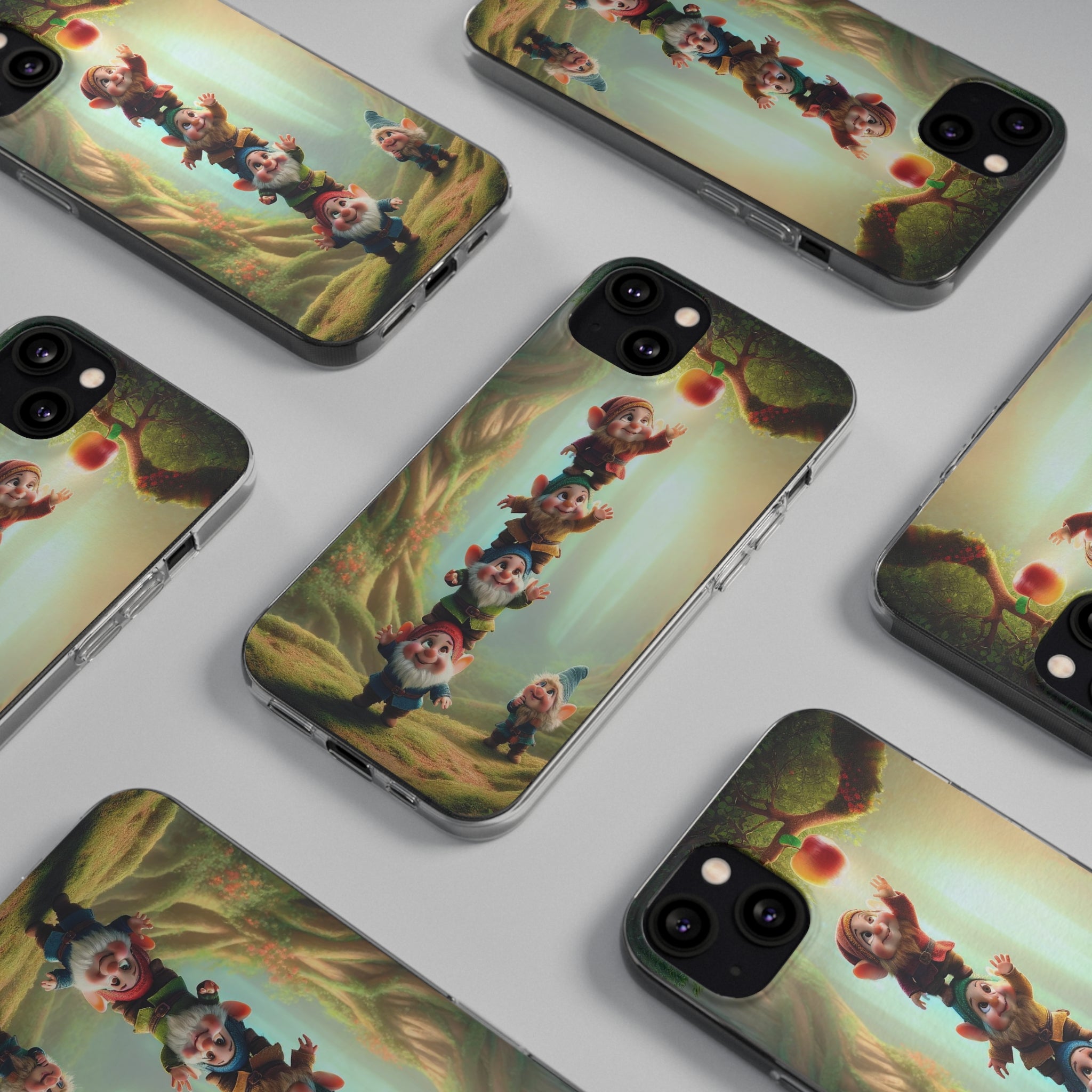 Gnomes reaching an apple - Soft Phone Case