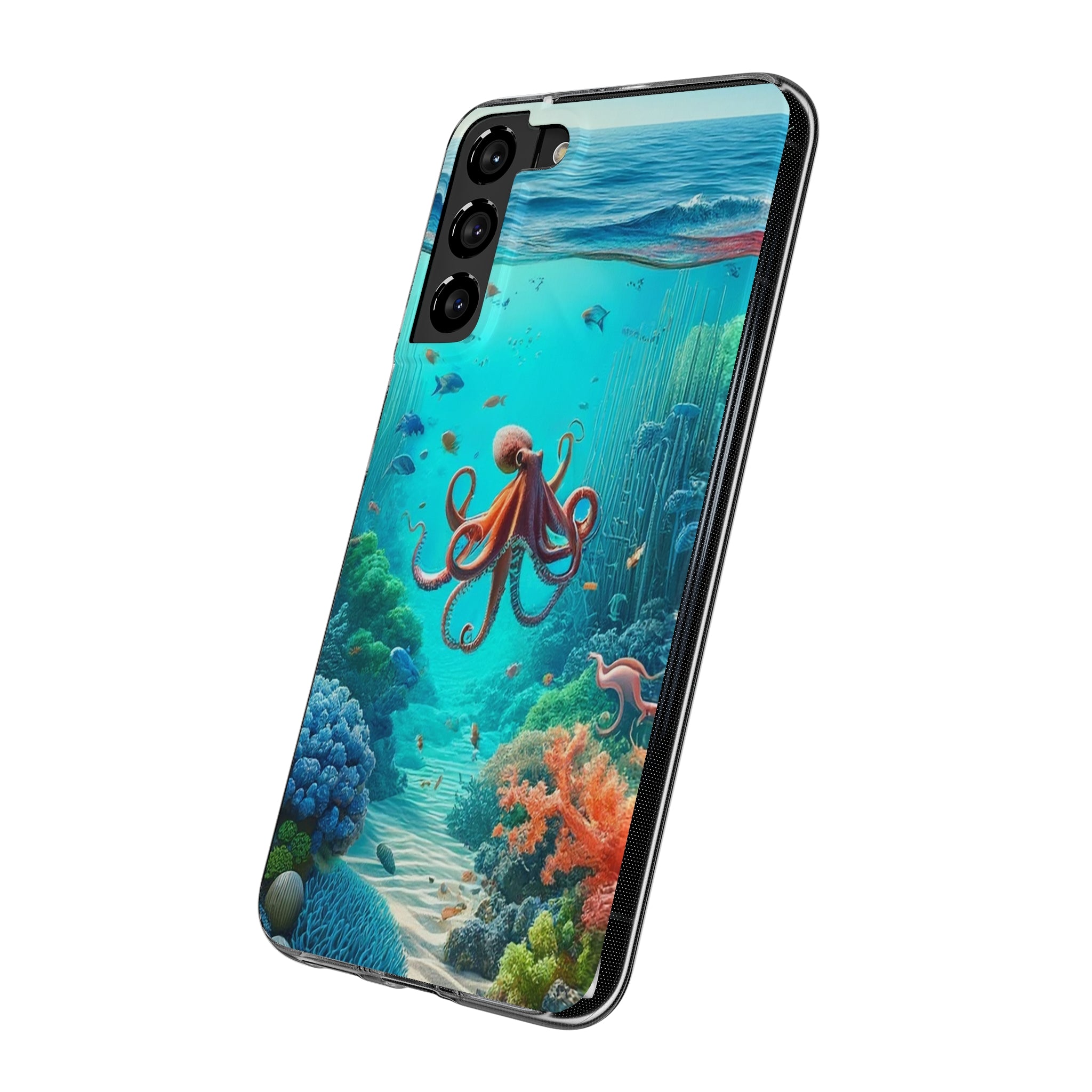 Octopus in turquoise water - Soft Phone Case