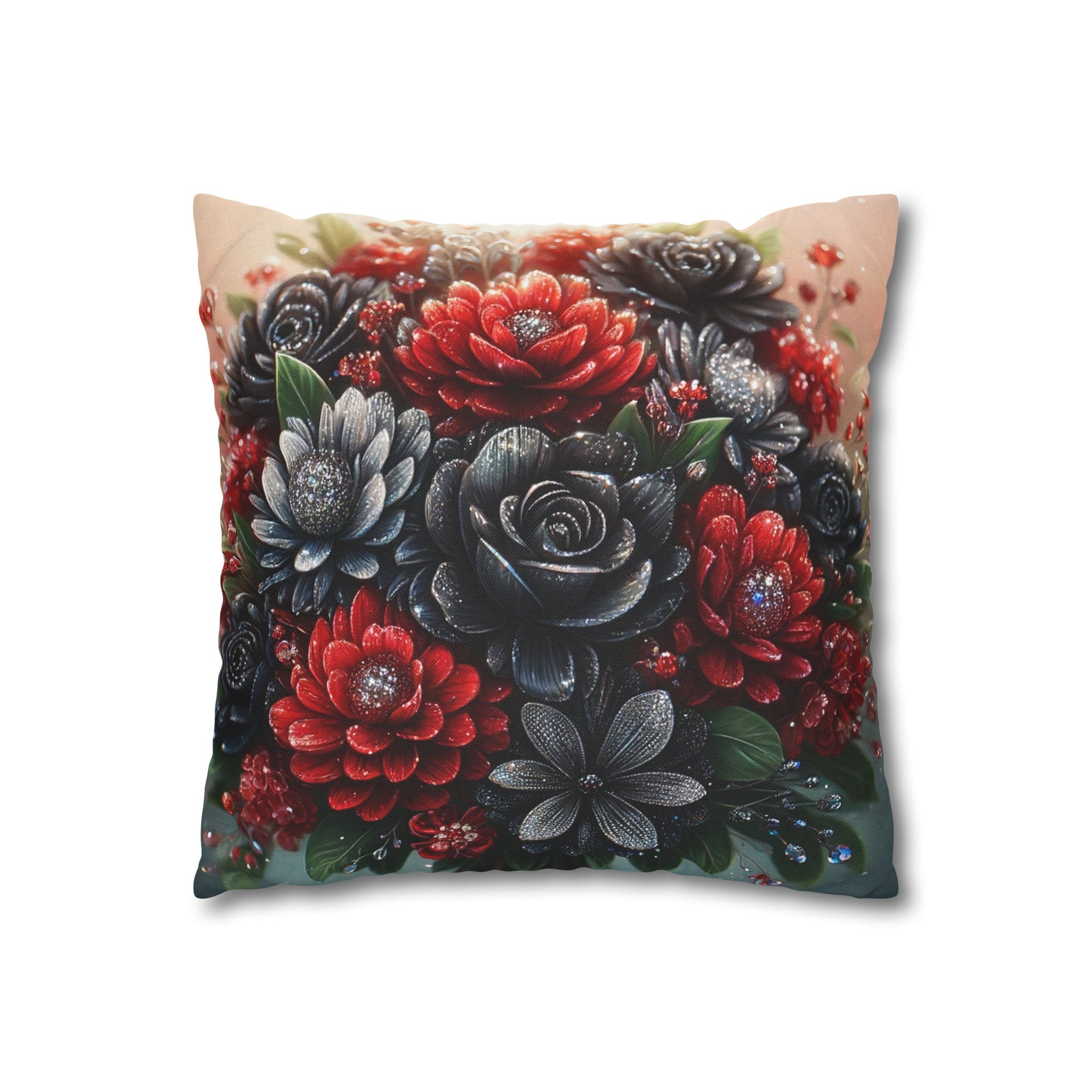 Black-Red Bouquet (1) - Polyester Square Pillowcase