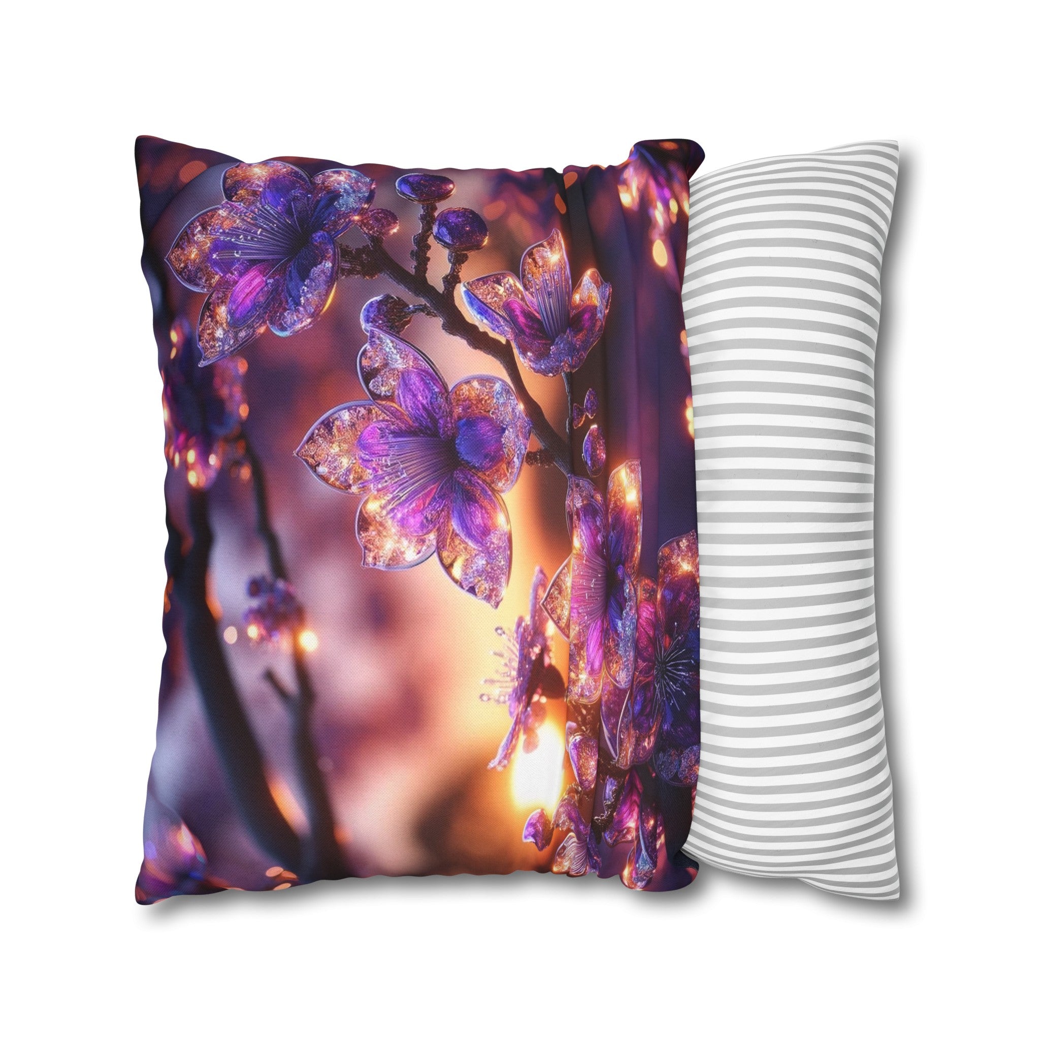 Purple diamond flowers (4) - Polyester Square Pillowcase