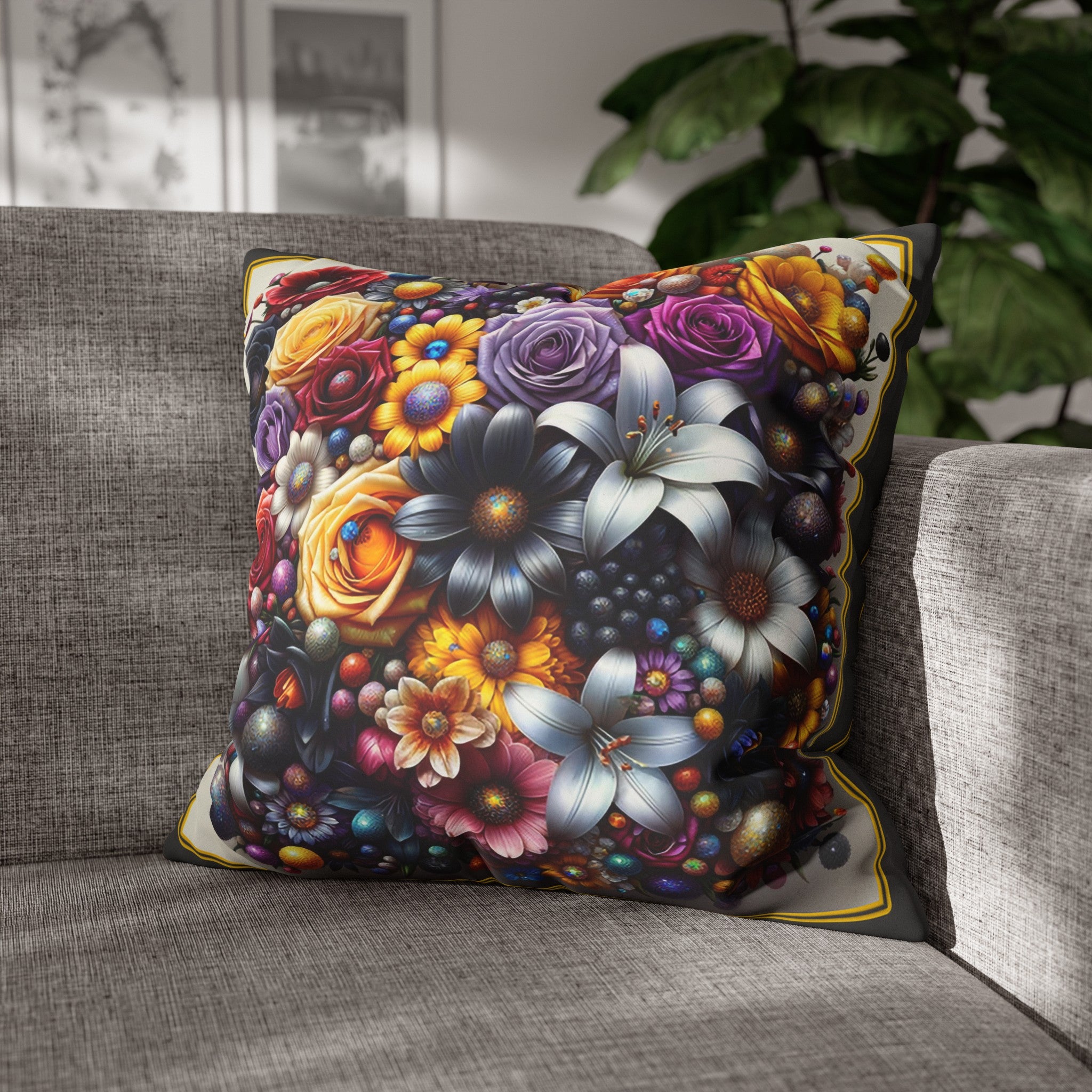 Colourful Bouquet (2) - Suede Square Pillowcase