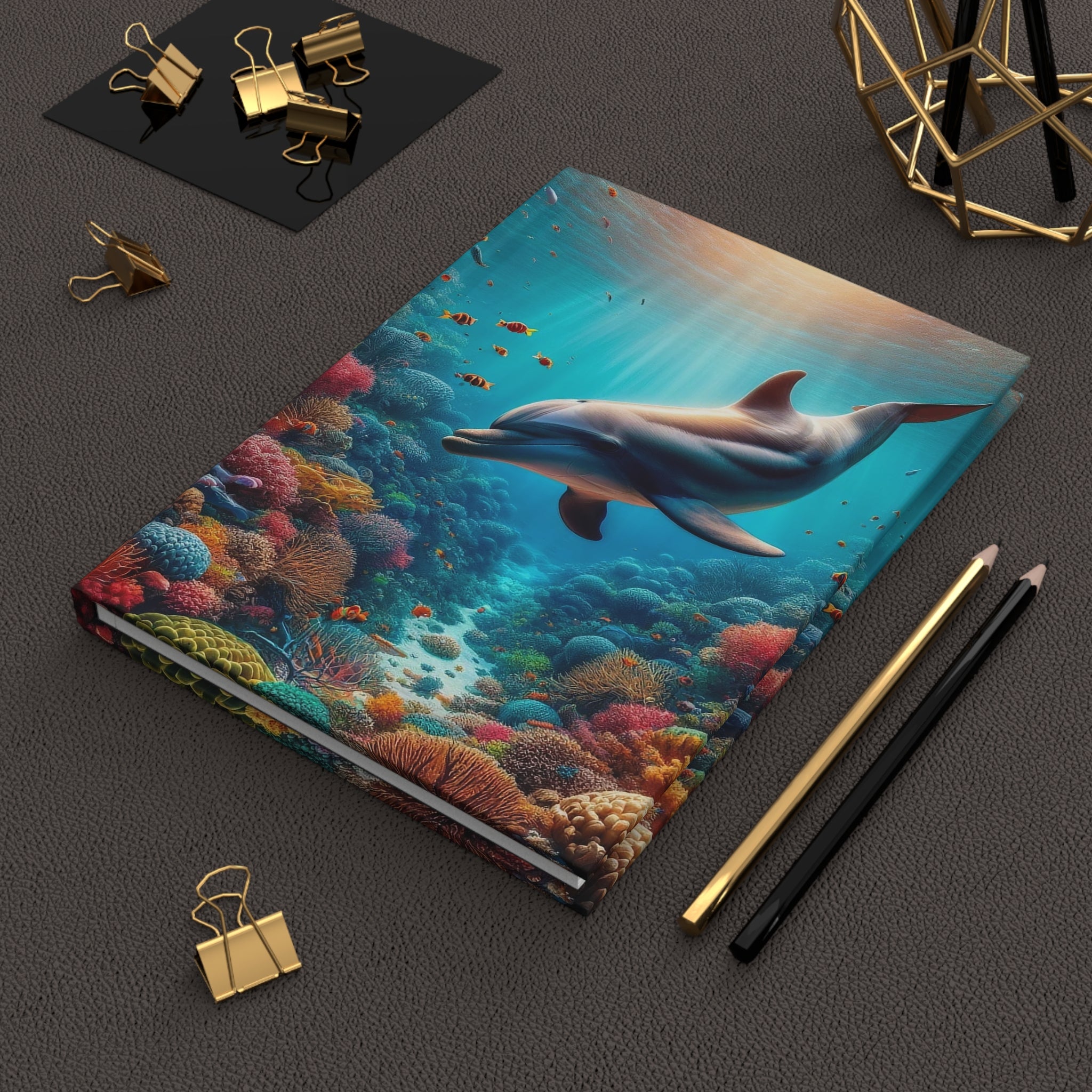 A curious dolphin - Hardcover Notebook