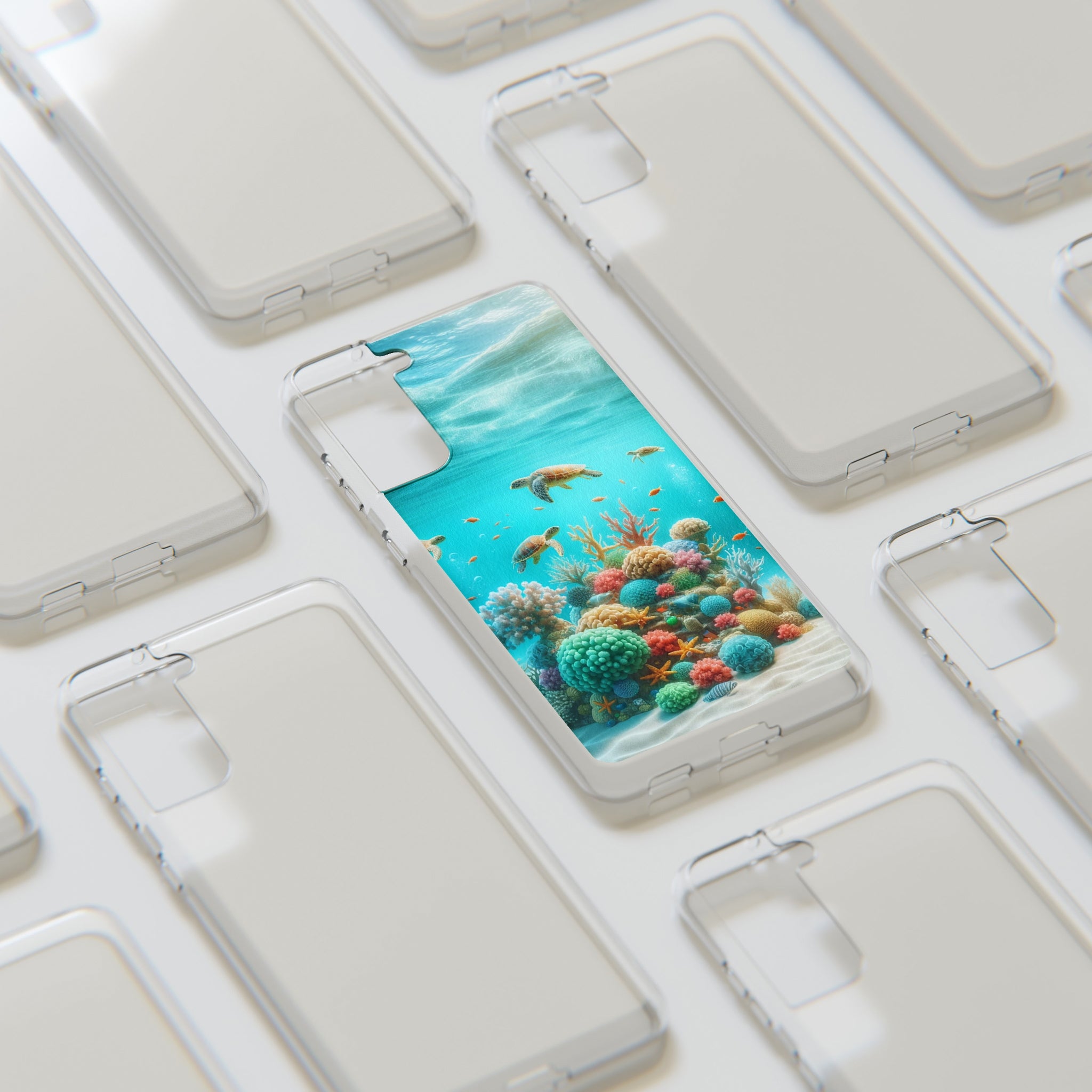 Turtles on coral reef - Soft Phone Case