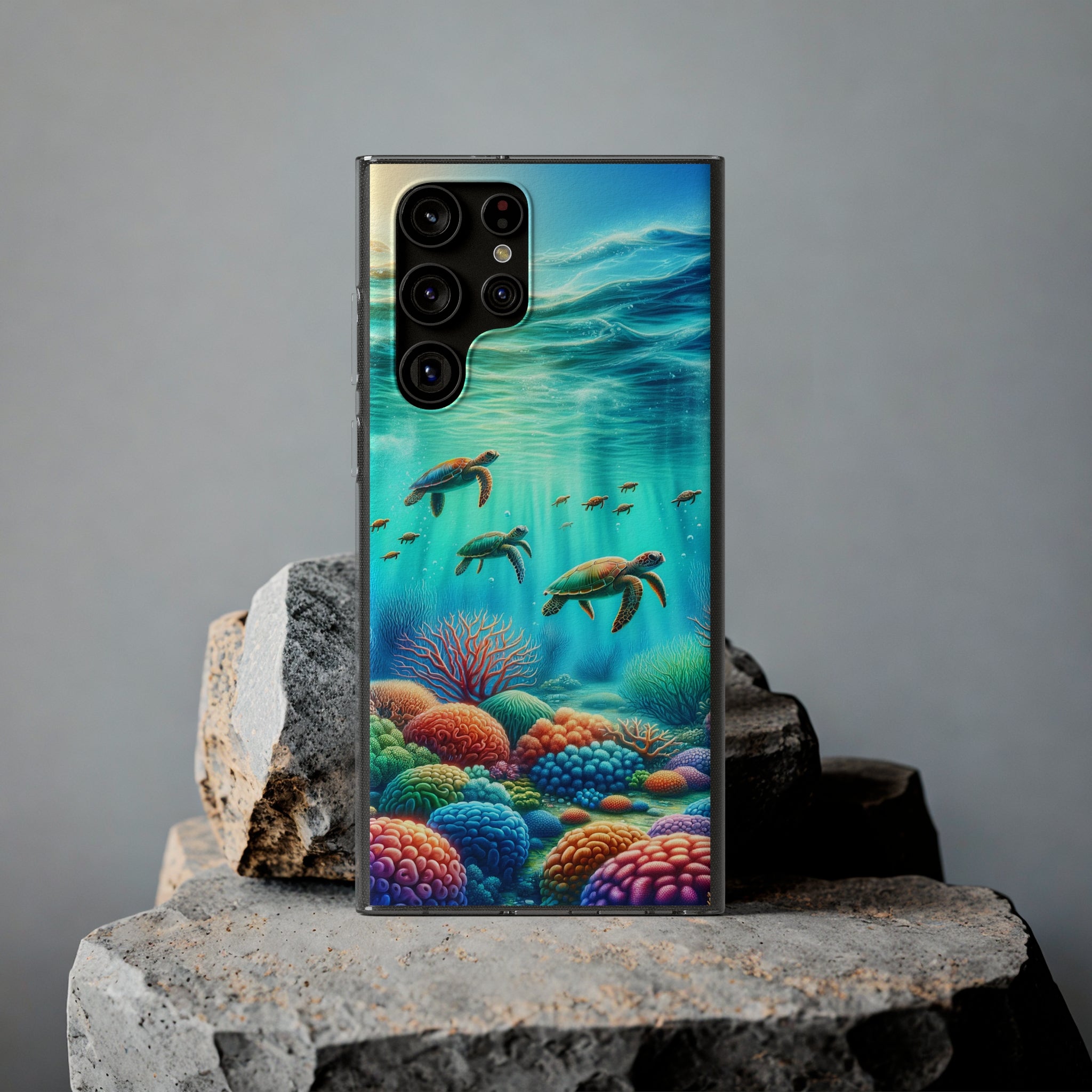 Turtles and coral reef - Soft Phone Case