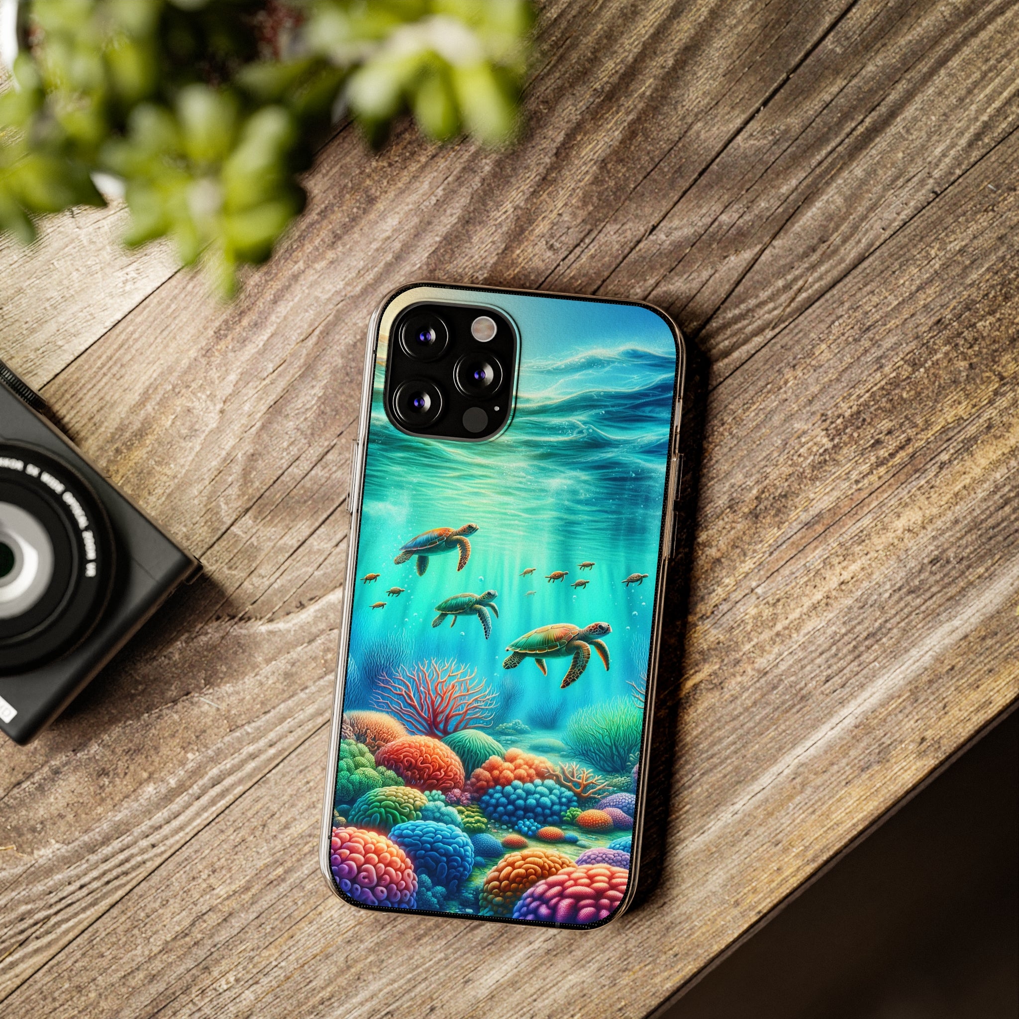 Turtles and coral reef - Soft Phone Case