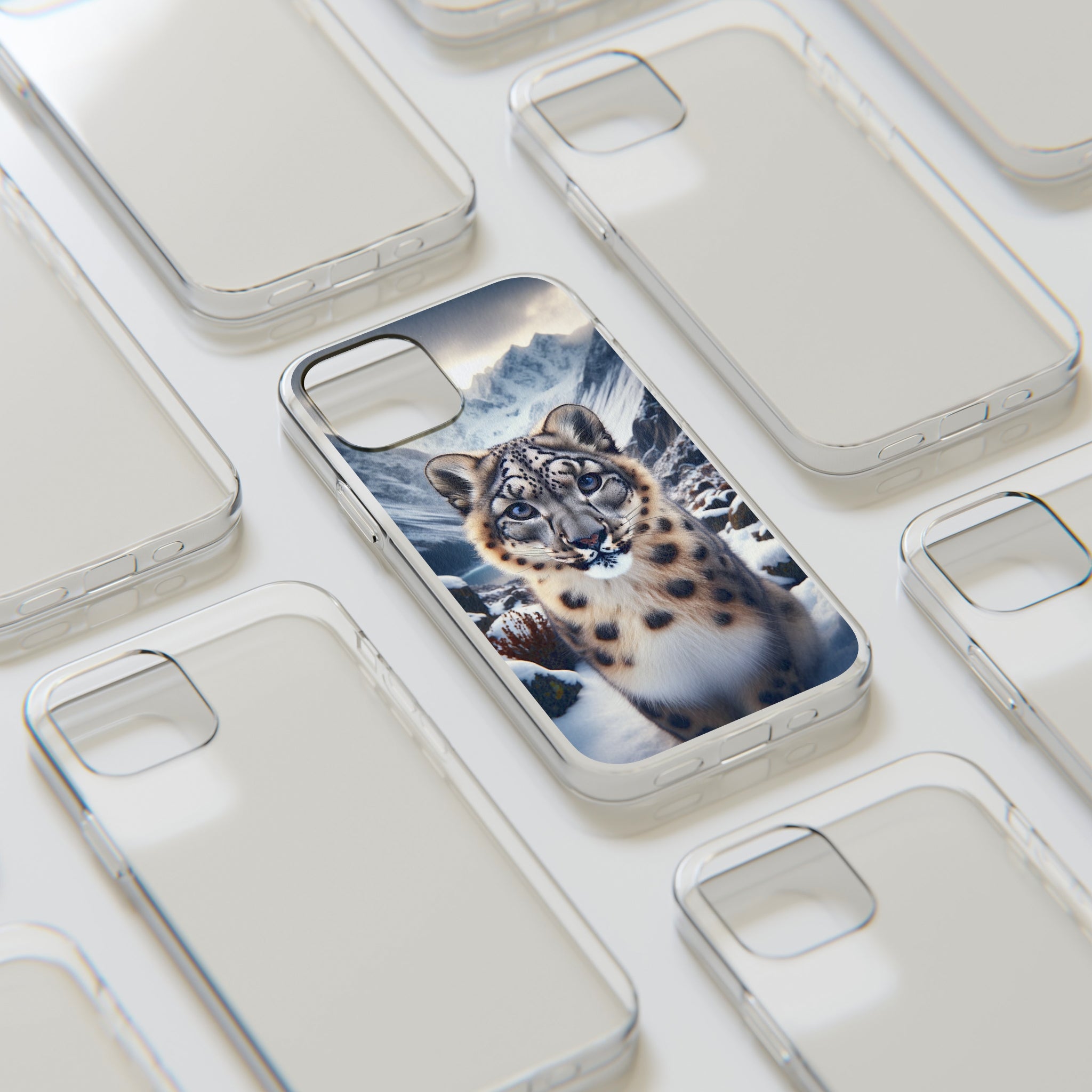 Curious Snow Leopard - Soft Phone Case