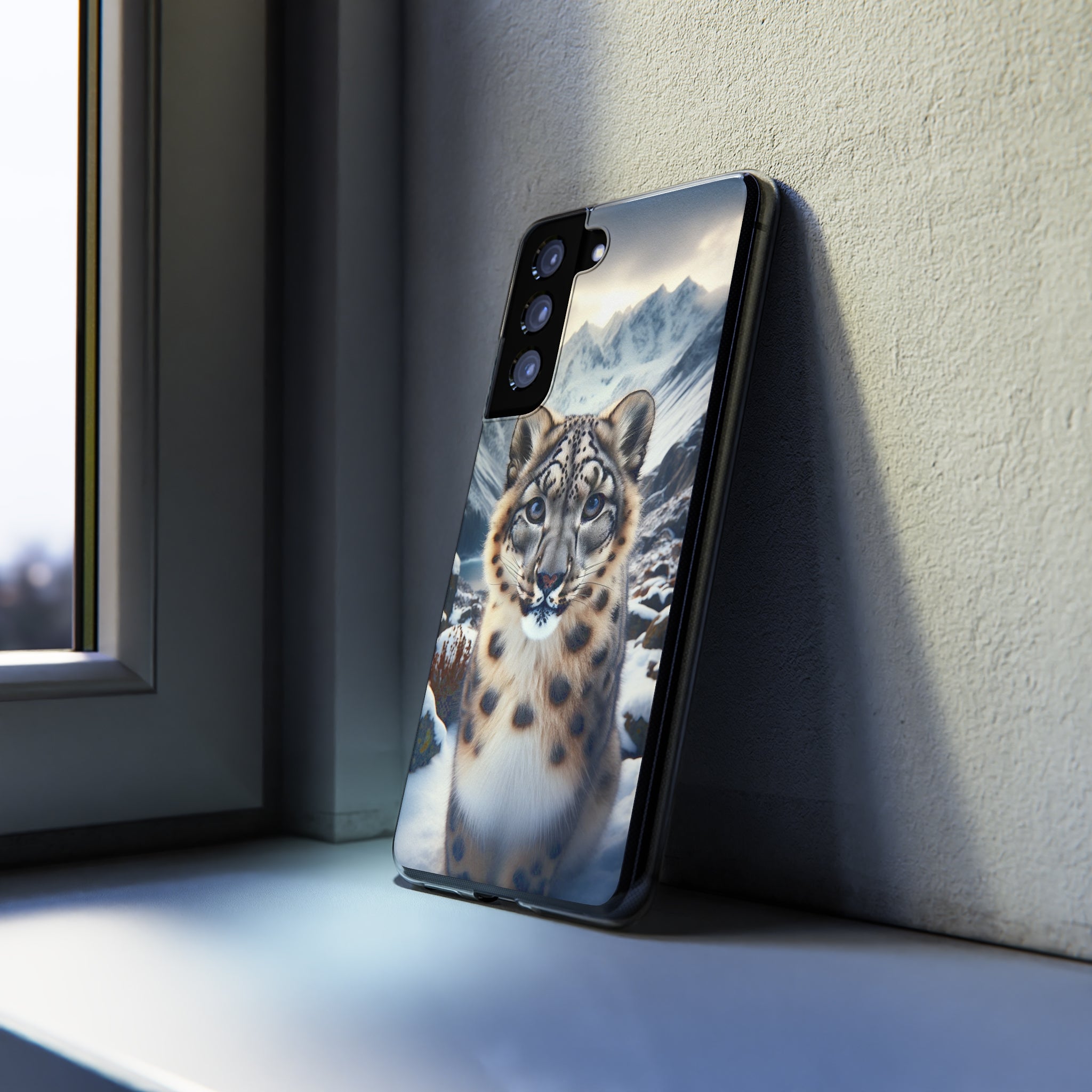 Curious Snow Leopard - Soft Phone Case