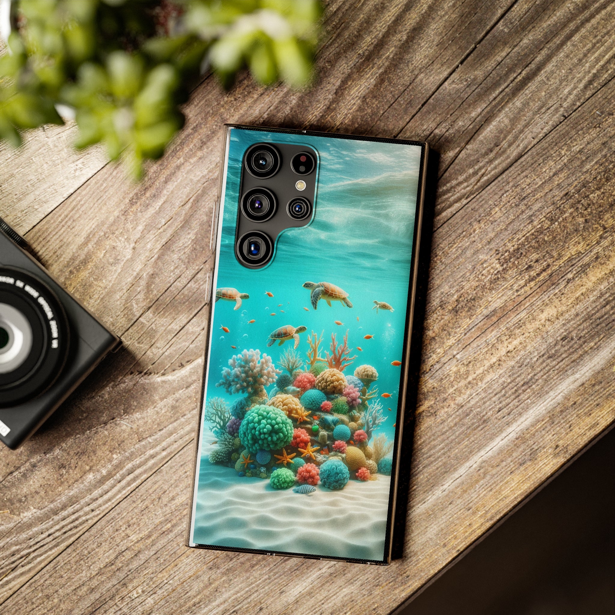 Turtles on coral reef - Soft Phone Case