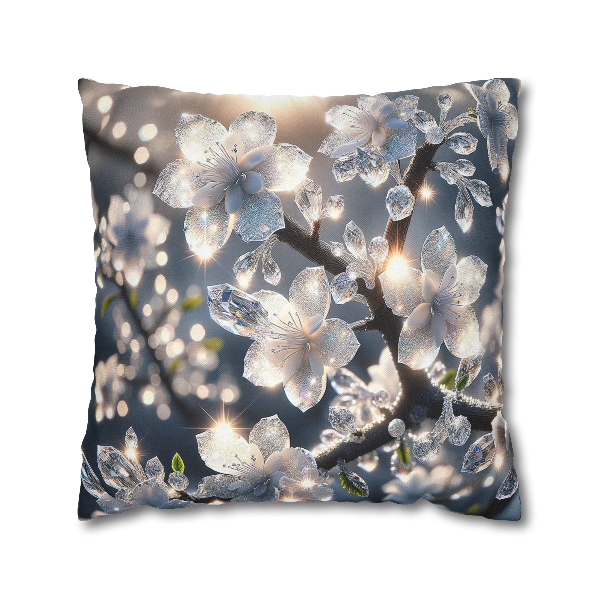 White diamond flowers (5) - Polyester Square Pillowcase