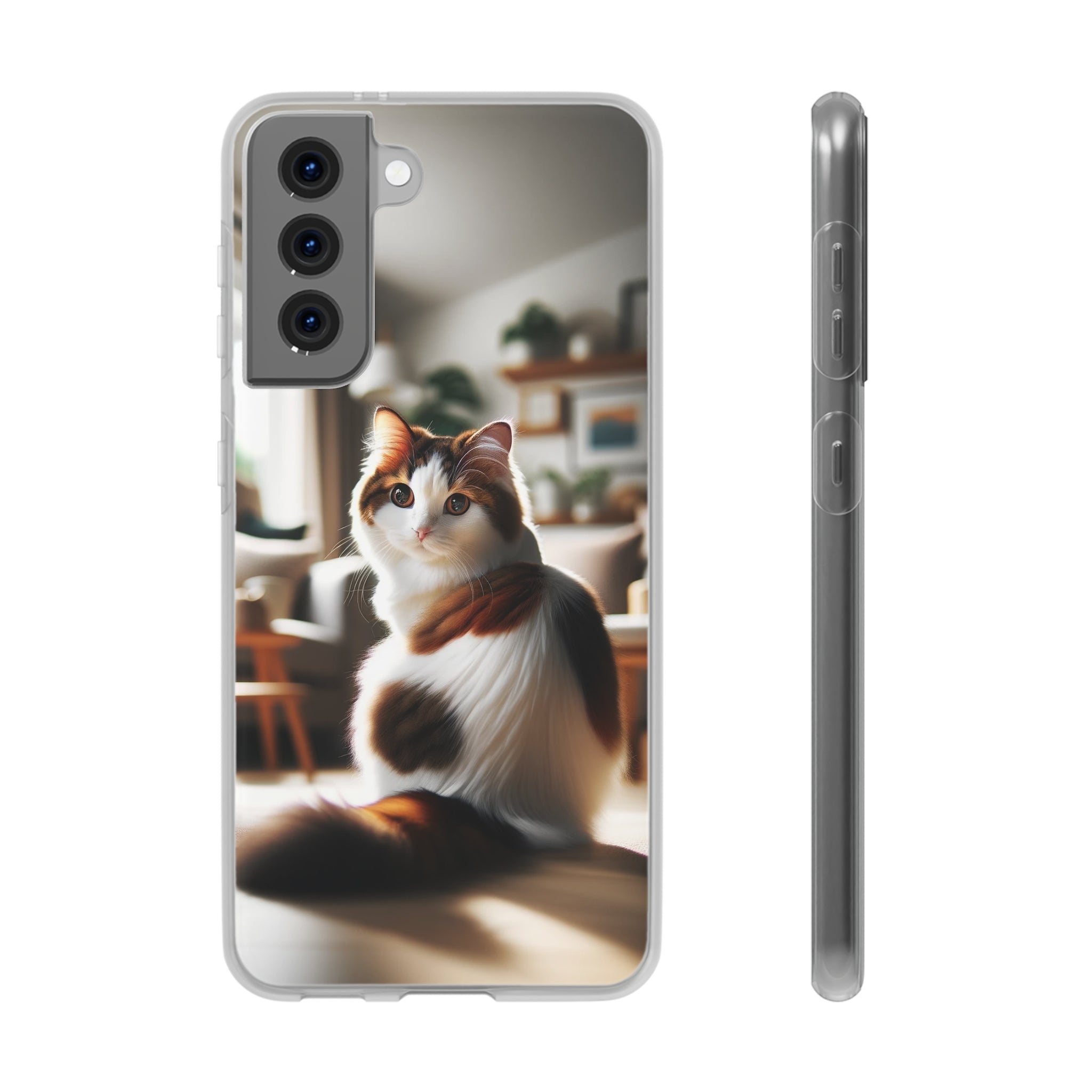 Curious, white-brown cat - Flexi Case (Samsung only)