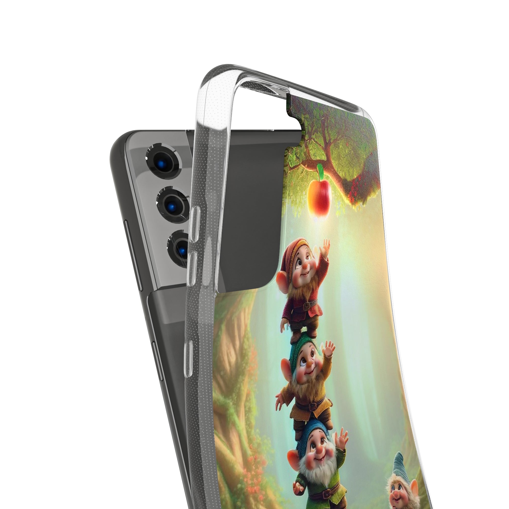 Gnomes reaching an apple - Soft Phone Case