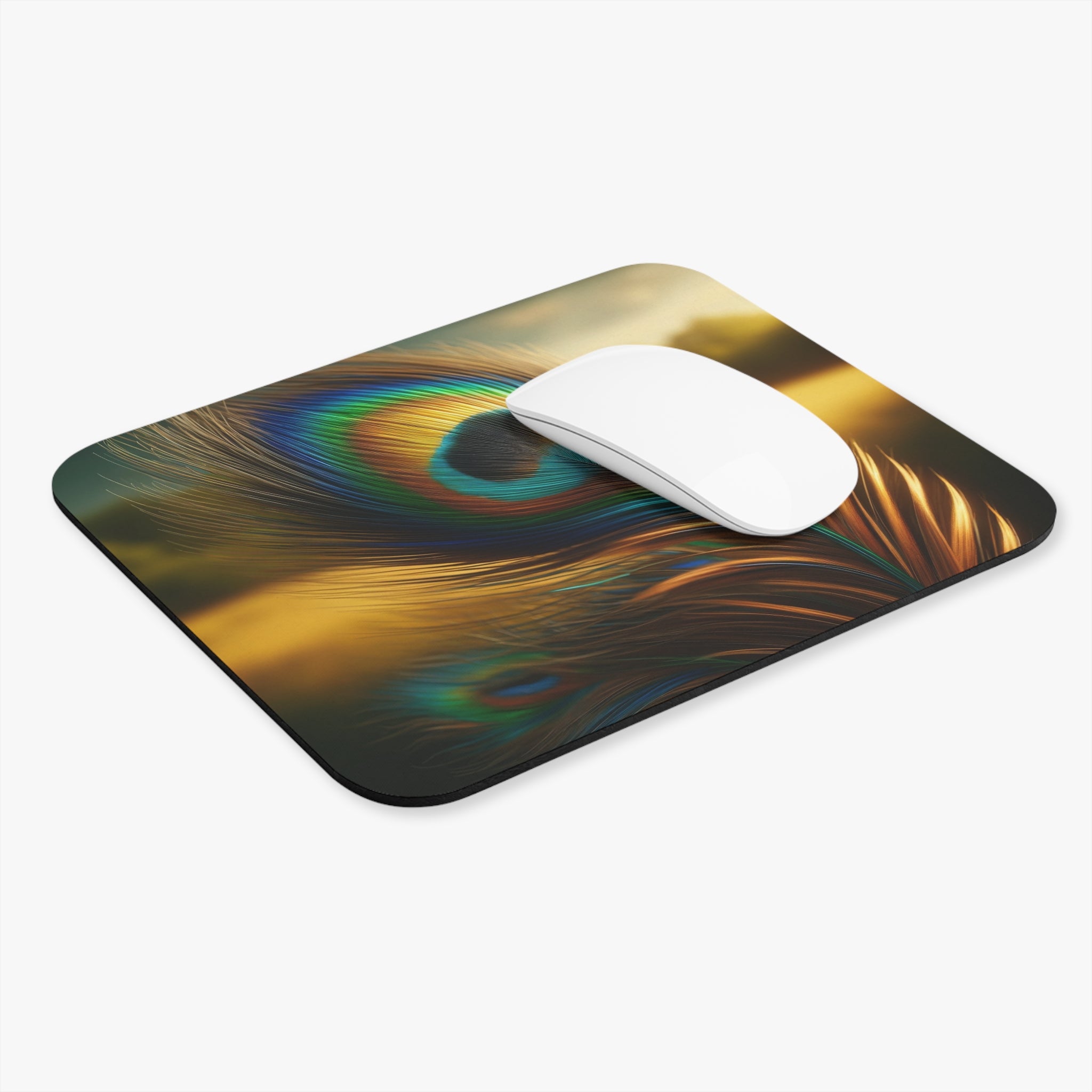 Peacock feather in a field - Mouse Pad (Rectangle)