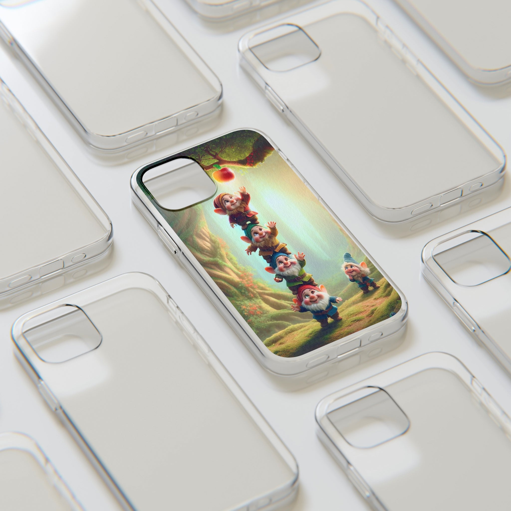 Gnomes reaching an apple - Soft Phone Case