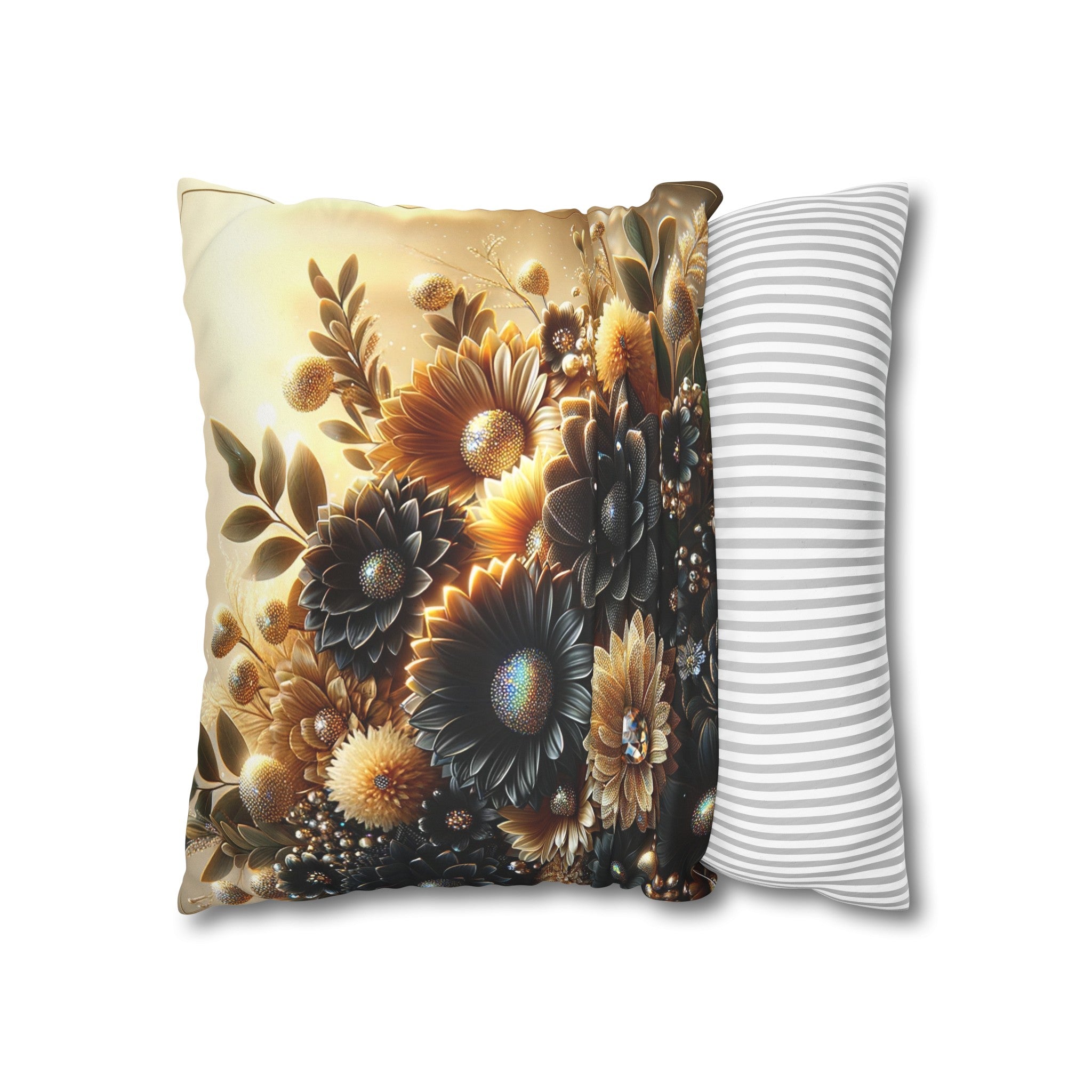 Black and golden Bouquet (2) - Suede Square Pillowcase