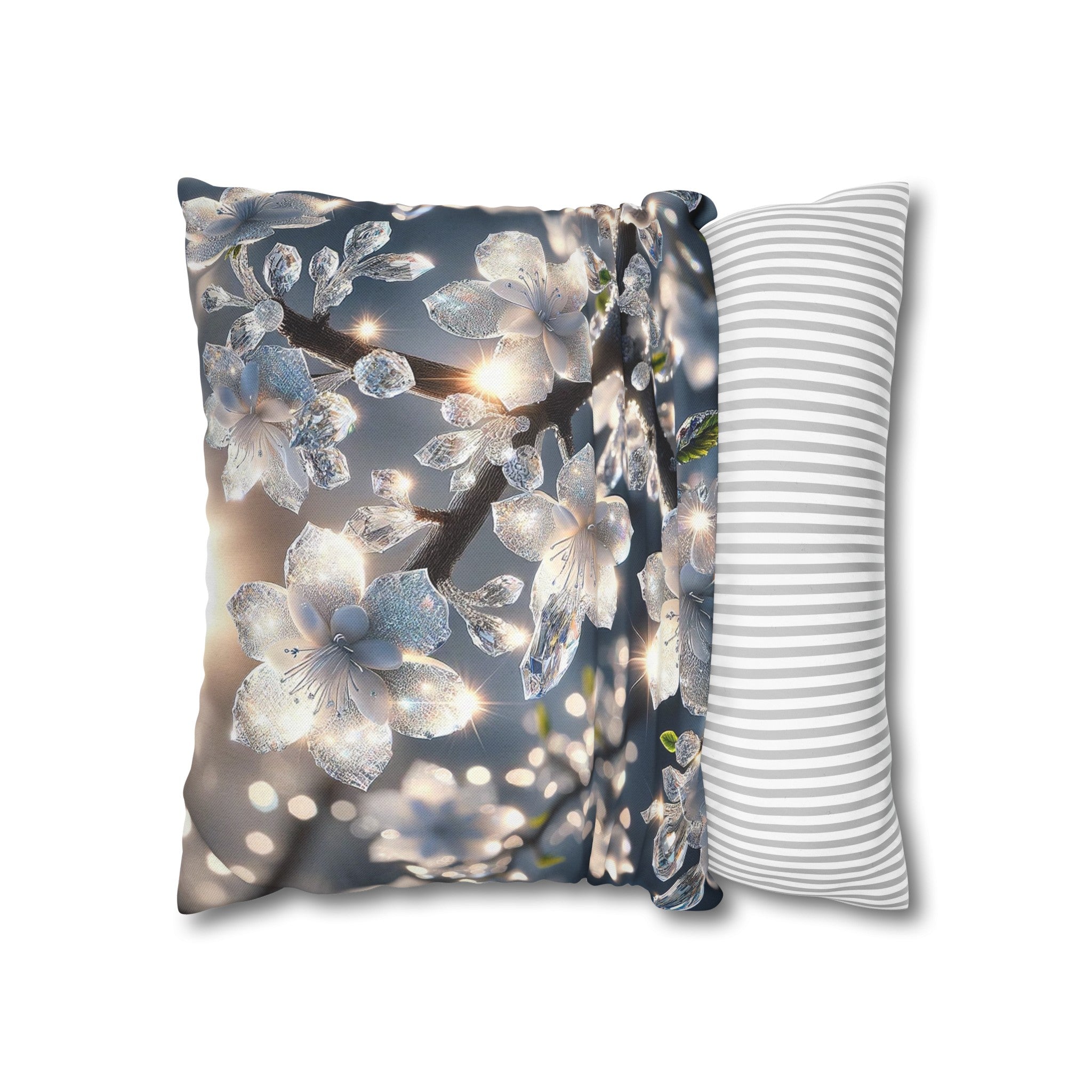 White diamond flowers (5) - Polyester Square Pillowcase