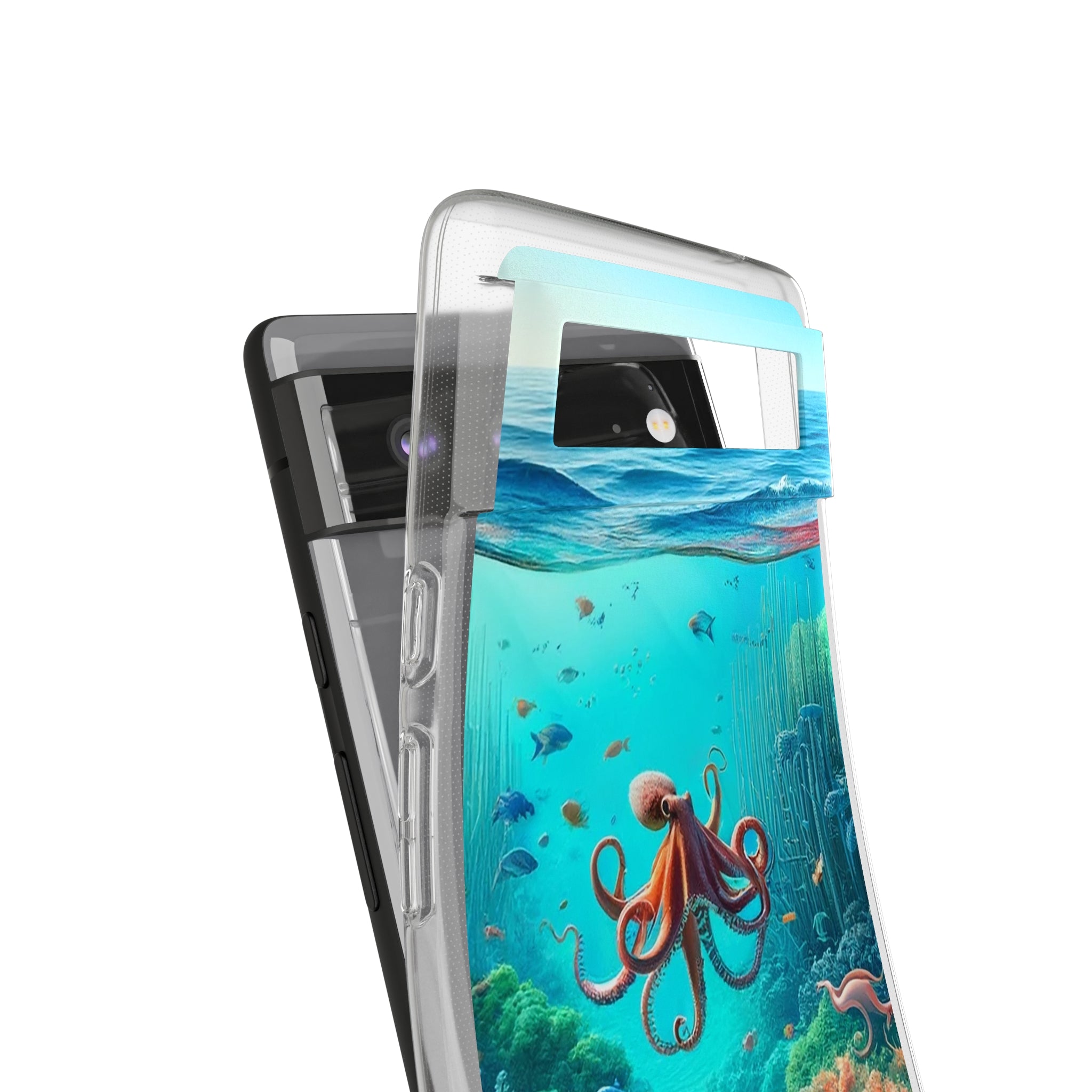 Octopus in turquoise water - Soft Phone Case