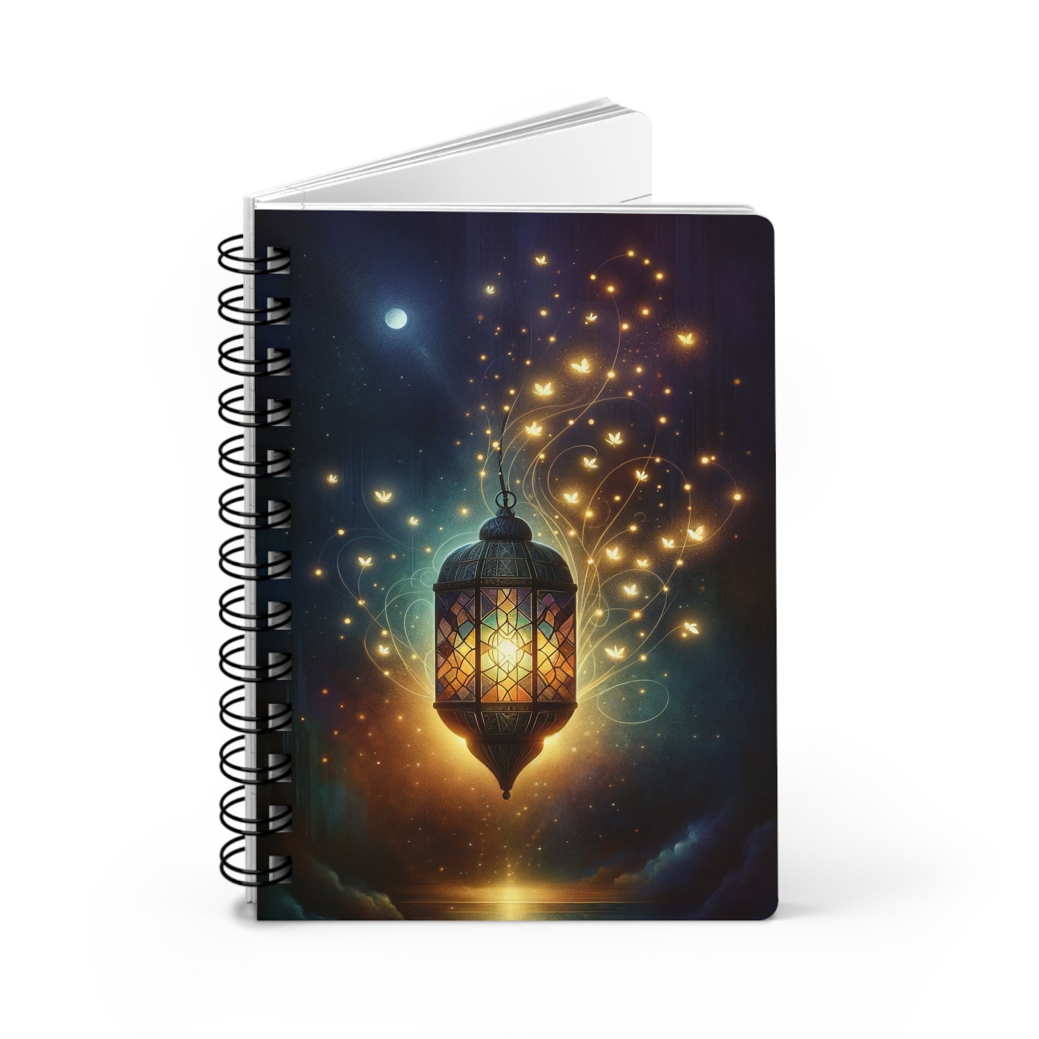 Lamp with fireflies - Spiral Notebook